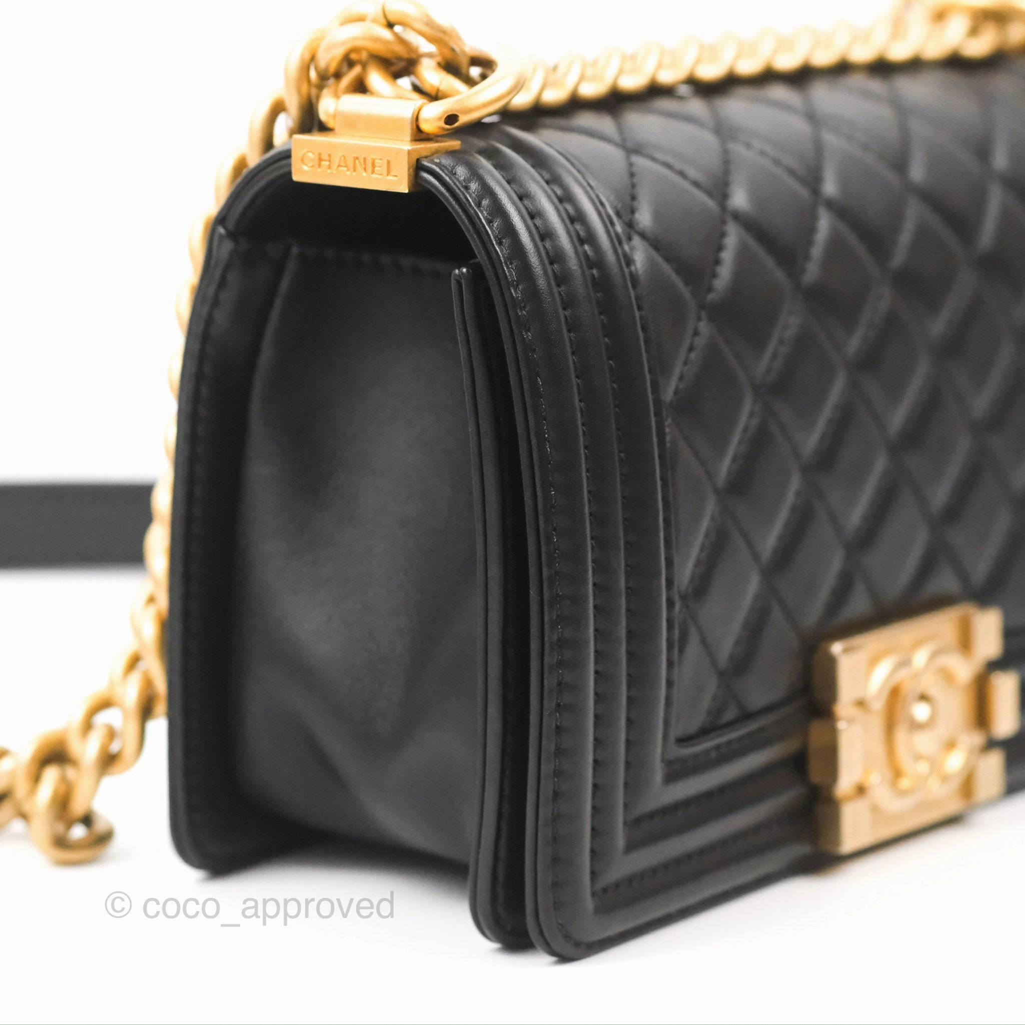 Chanel Small Boy Black Calfskin Gold Hardware