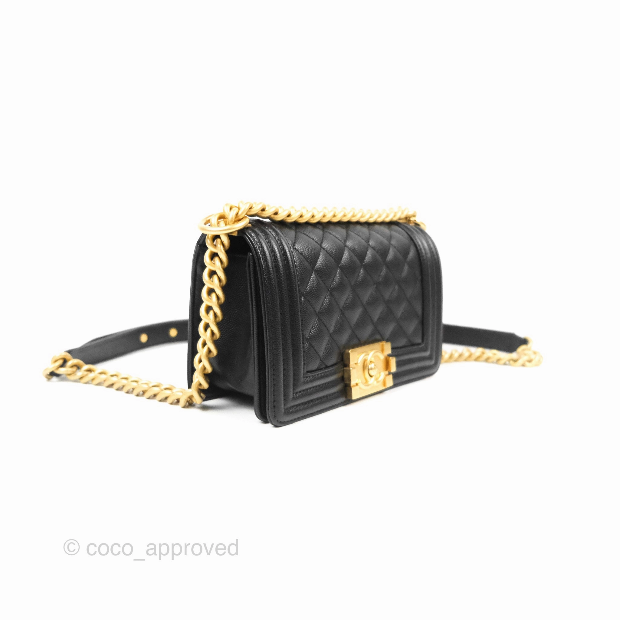 Chanel Small Boy Black Caviar Gold Hardware