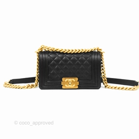 Chanel Small Boy Black Caviar Gold Hardware