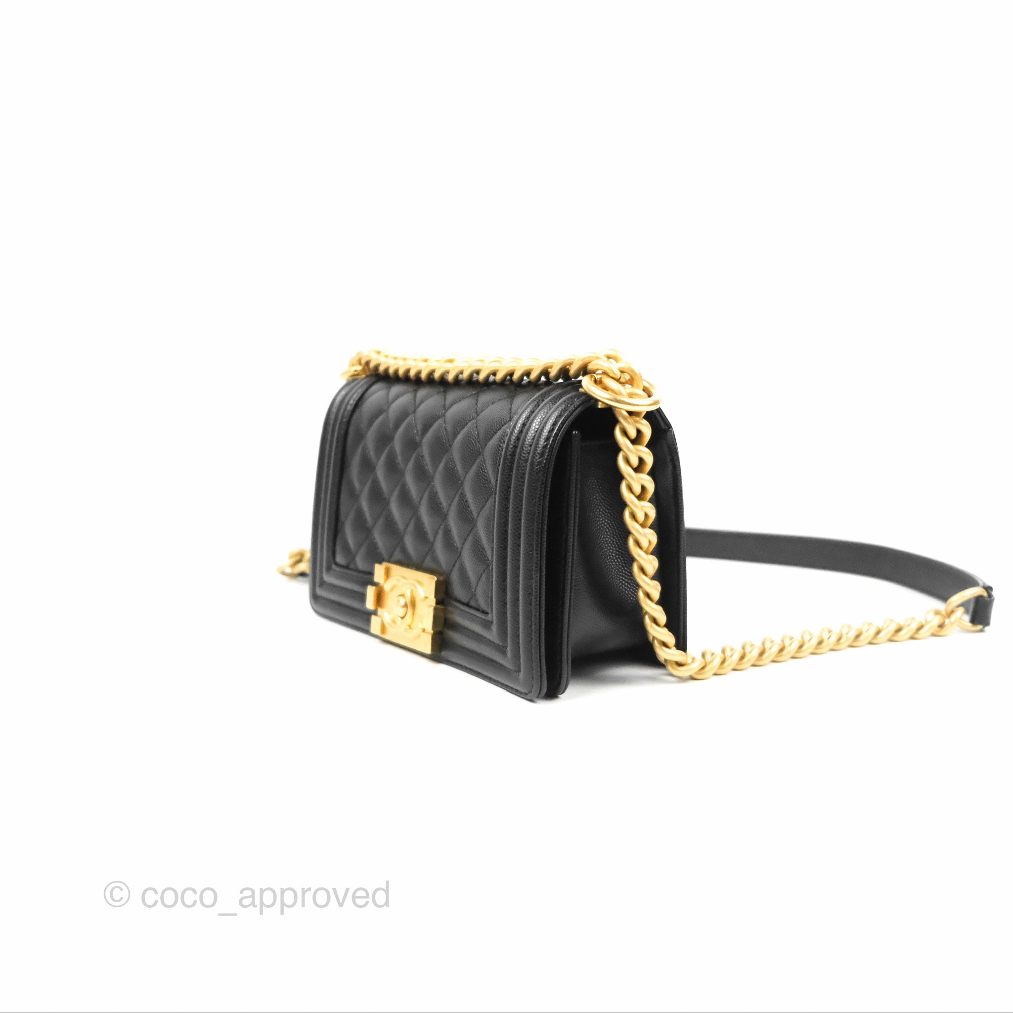 Chanel Small Boy Black Caviar Gold Hardware