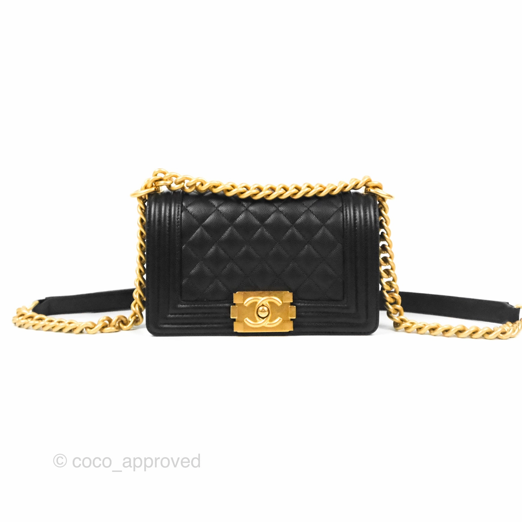 Chanel Small Boy Black Caviar Gold Hardware