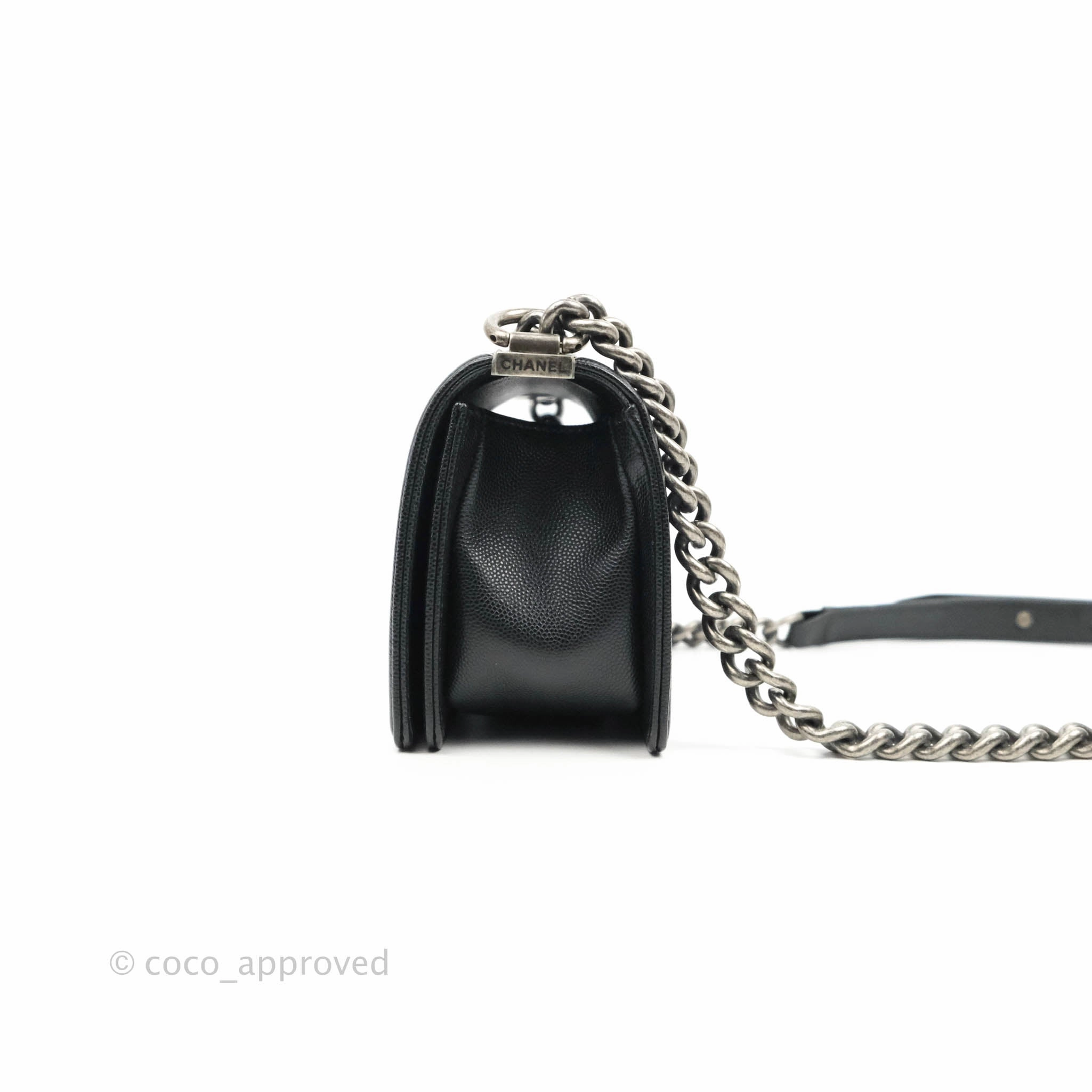 Chanel Small Boy Black Caviar Ruthenium Hardware