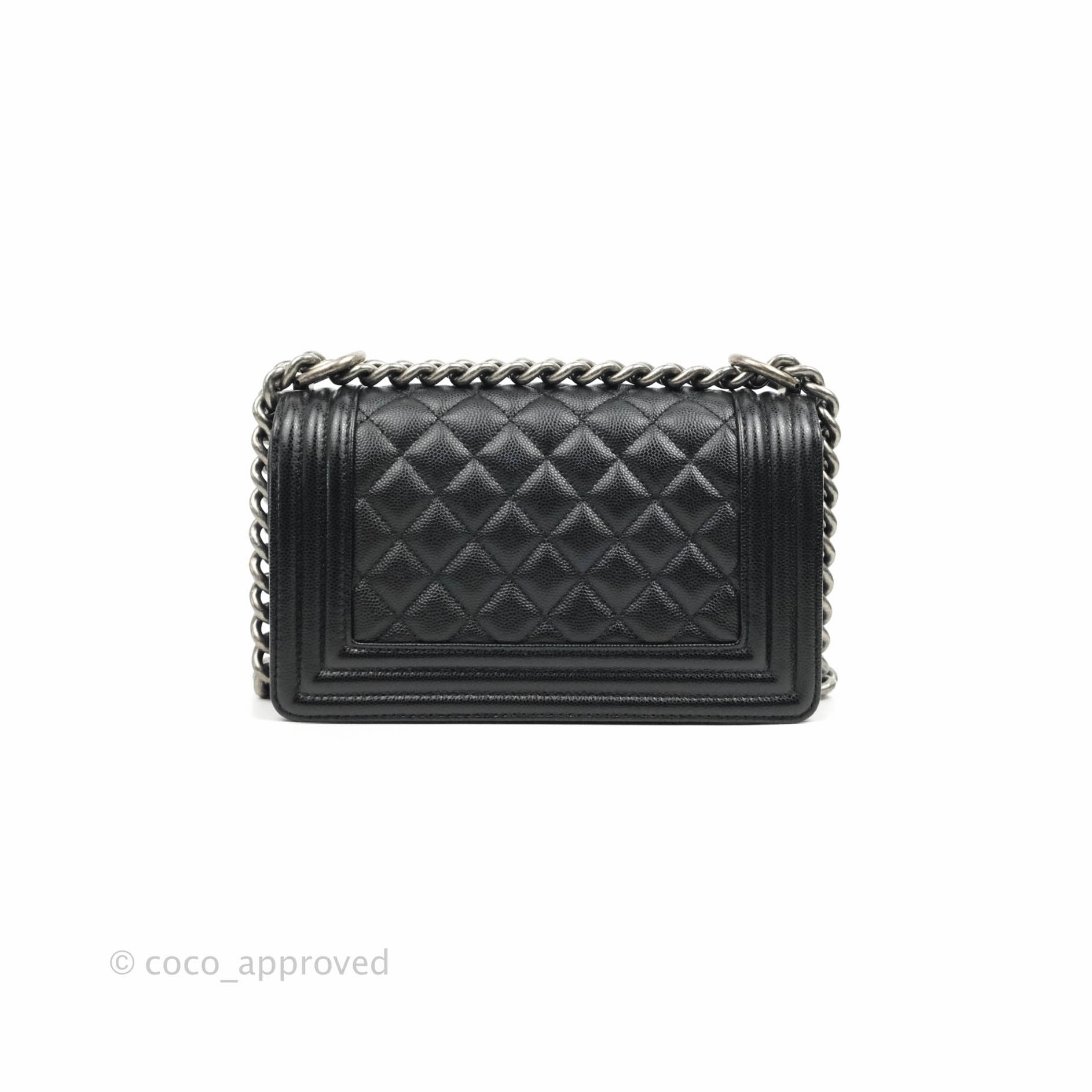 Chanel Small Boy Black Caviar Ruthenium Hardware