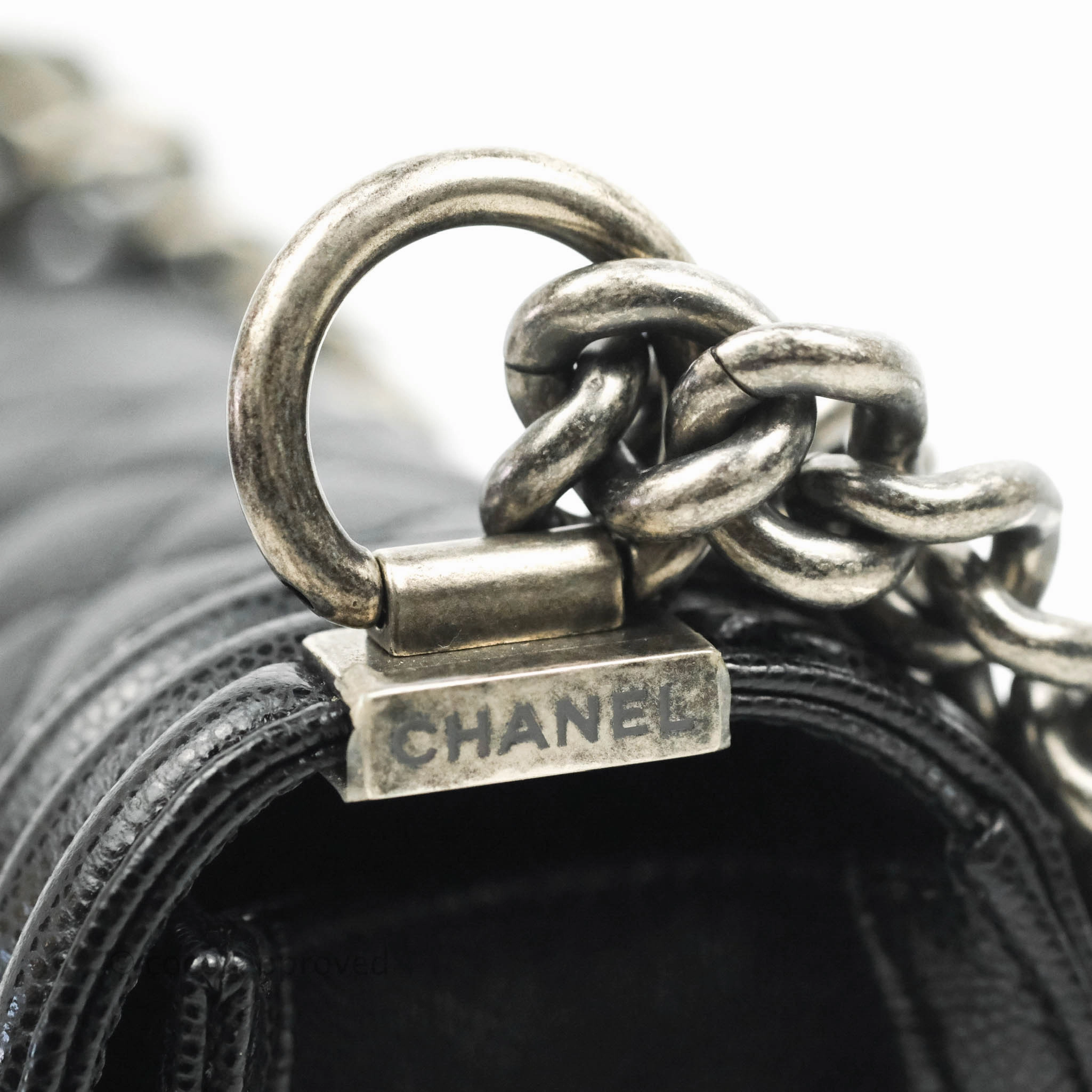 Chanel Small Boy Black Caviar Ruthenium Hardware