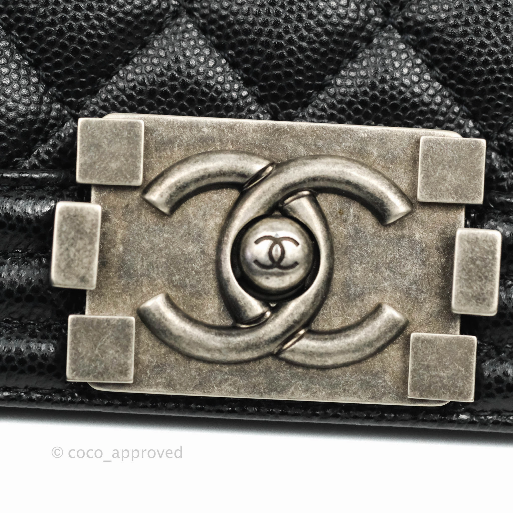 Chanel Small Boy Black Caviar Ruthenium Hardware