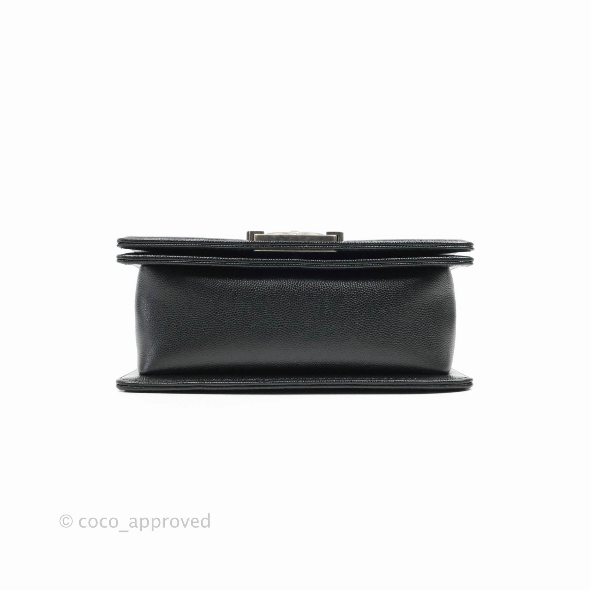 Chanel Small Boy Black Caviar Ruthenium Hardware