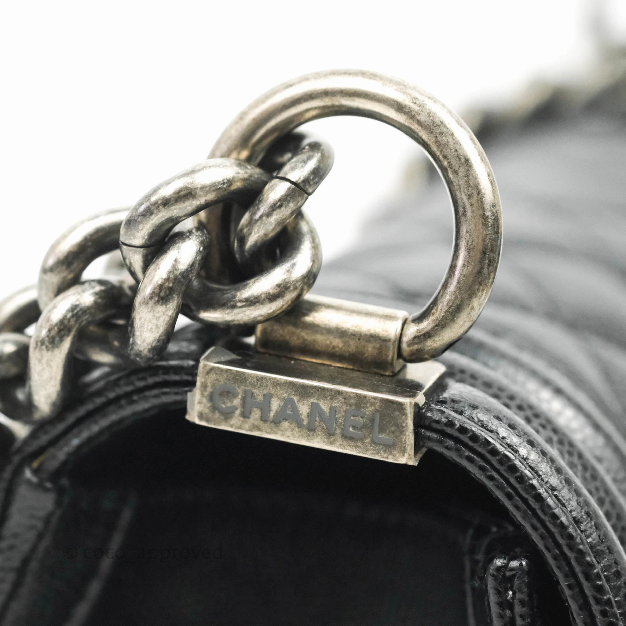 Chanel Small Boy Black Caviar Ruthenium Hardware