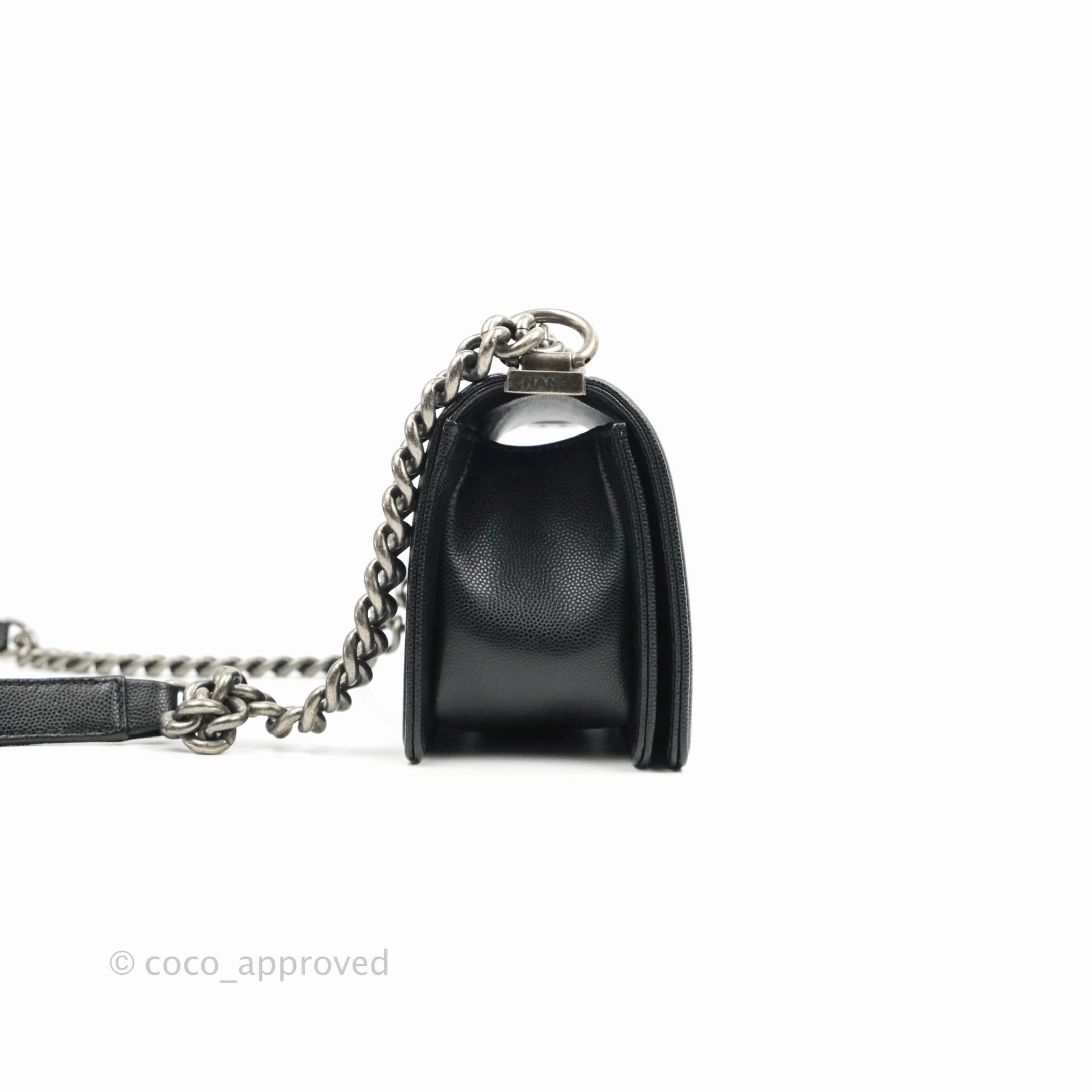 Chanel Small Boy Black Caviar Ruthenium Hardware