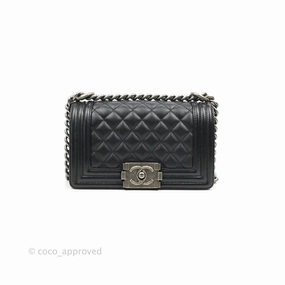 Chanel Small Boy Black Caviar Ruthenium Hardware
