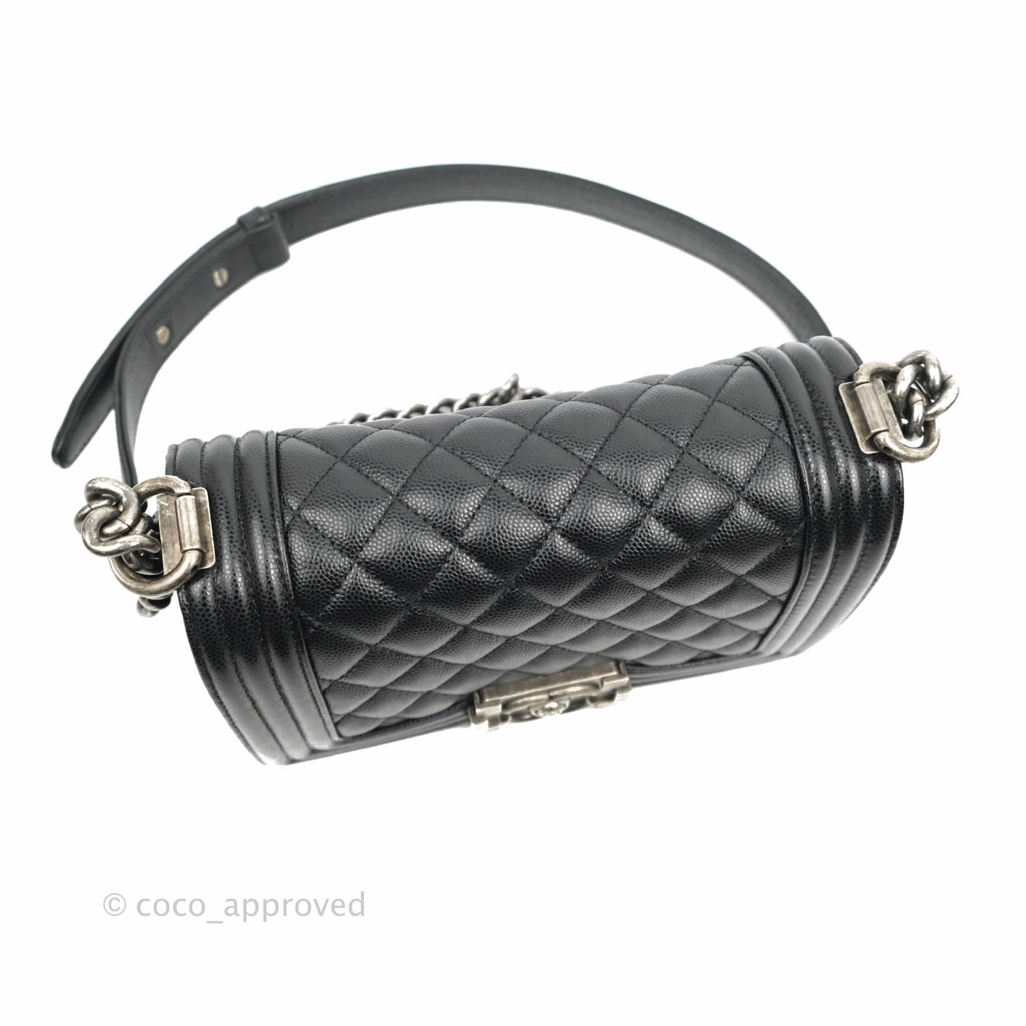 Chanel Small Boy Black Caviar Ruthenium Hardware