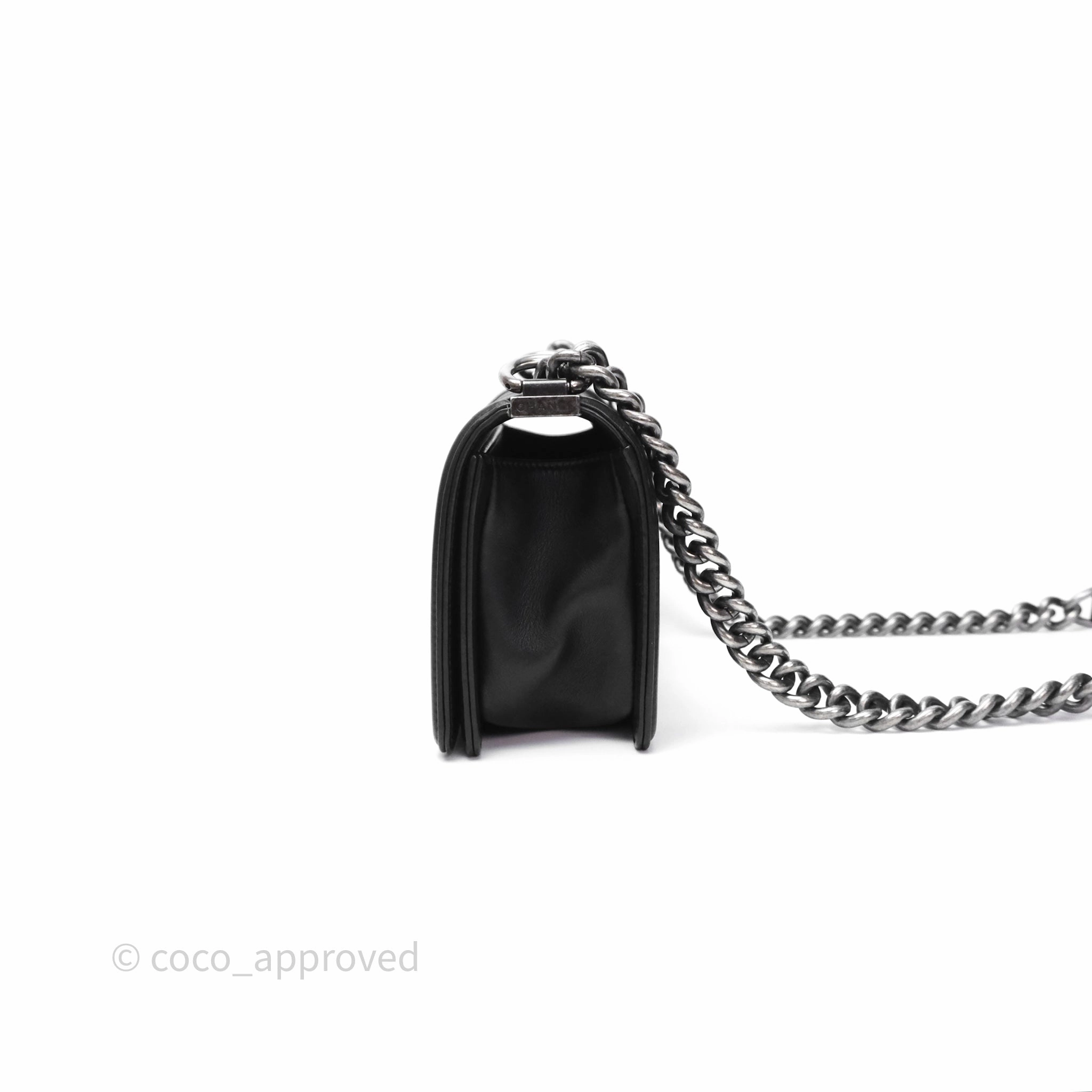 Chanel Small Boy Black Lambskin Ruthenium Hardware