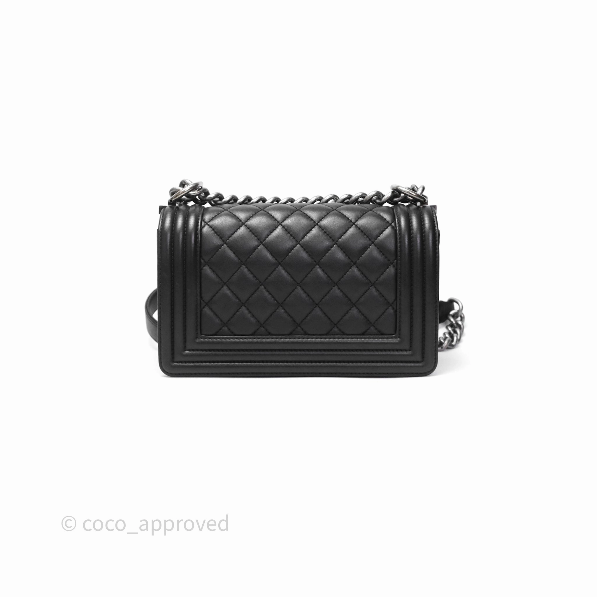 Chanel Small Boy Black Lambskin Ruthenium Hardware
