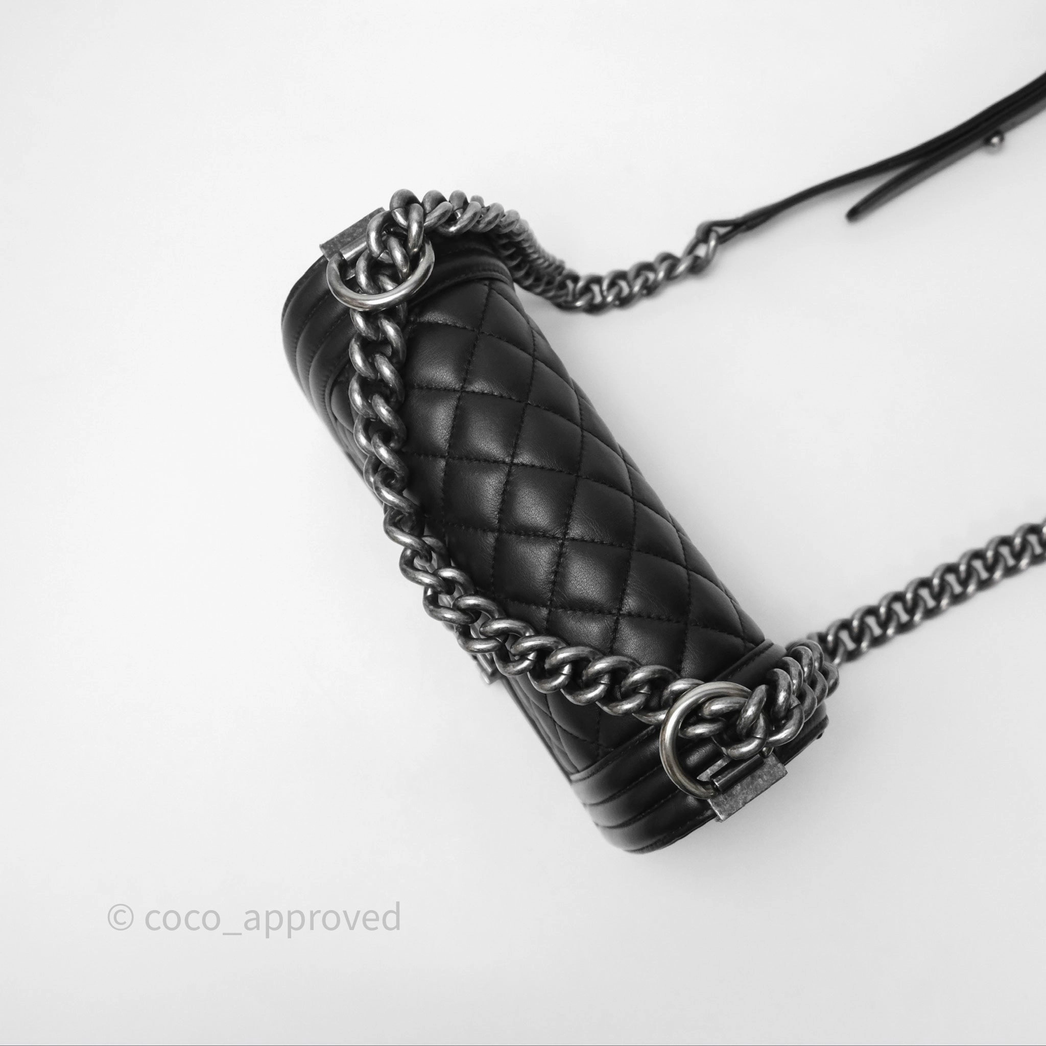 Chanel Small Boy Black Lambskin Ruthenium Hardware