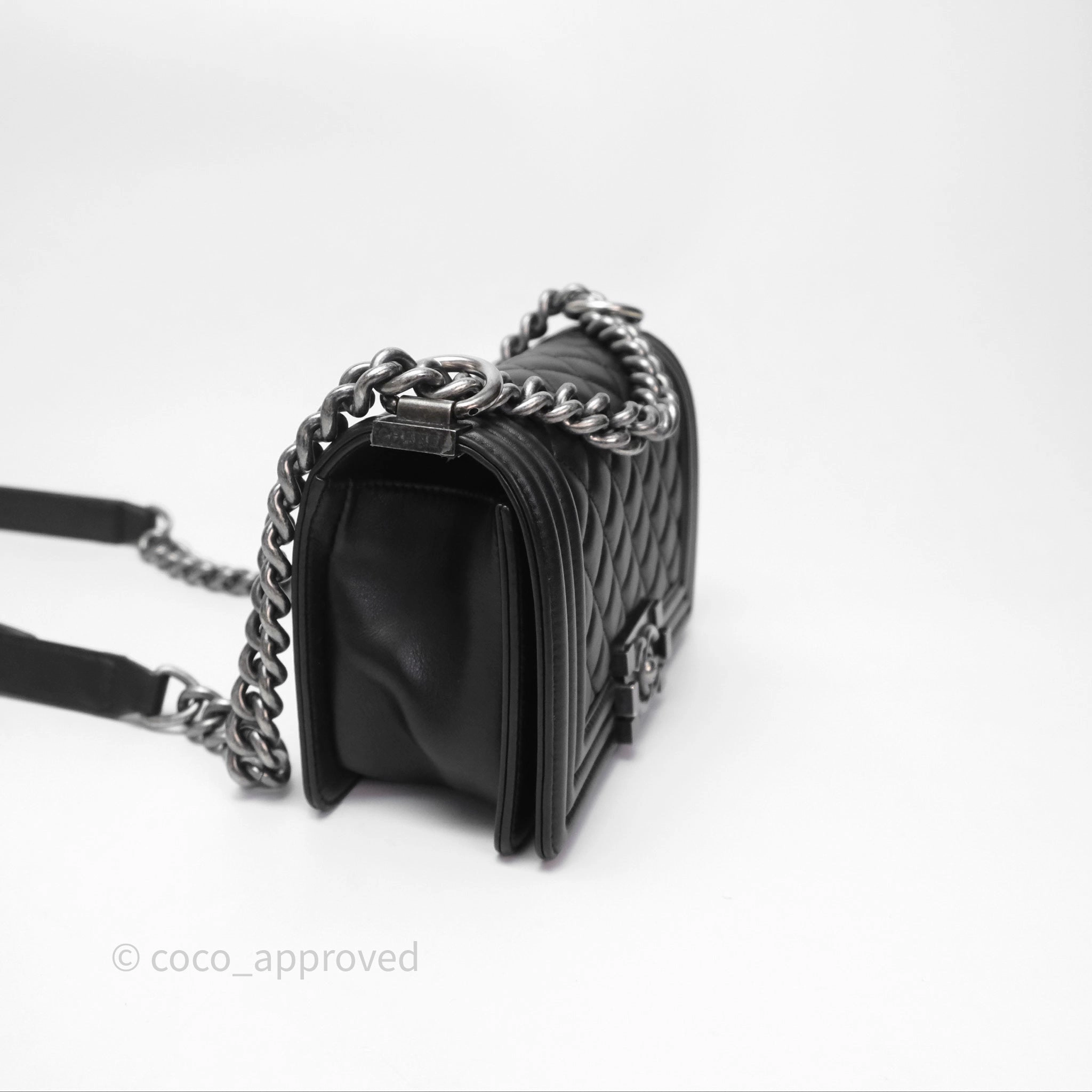Chanel Small Boy Black Lambskin Ruthenium Hardware