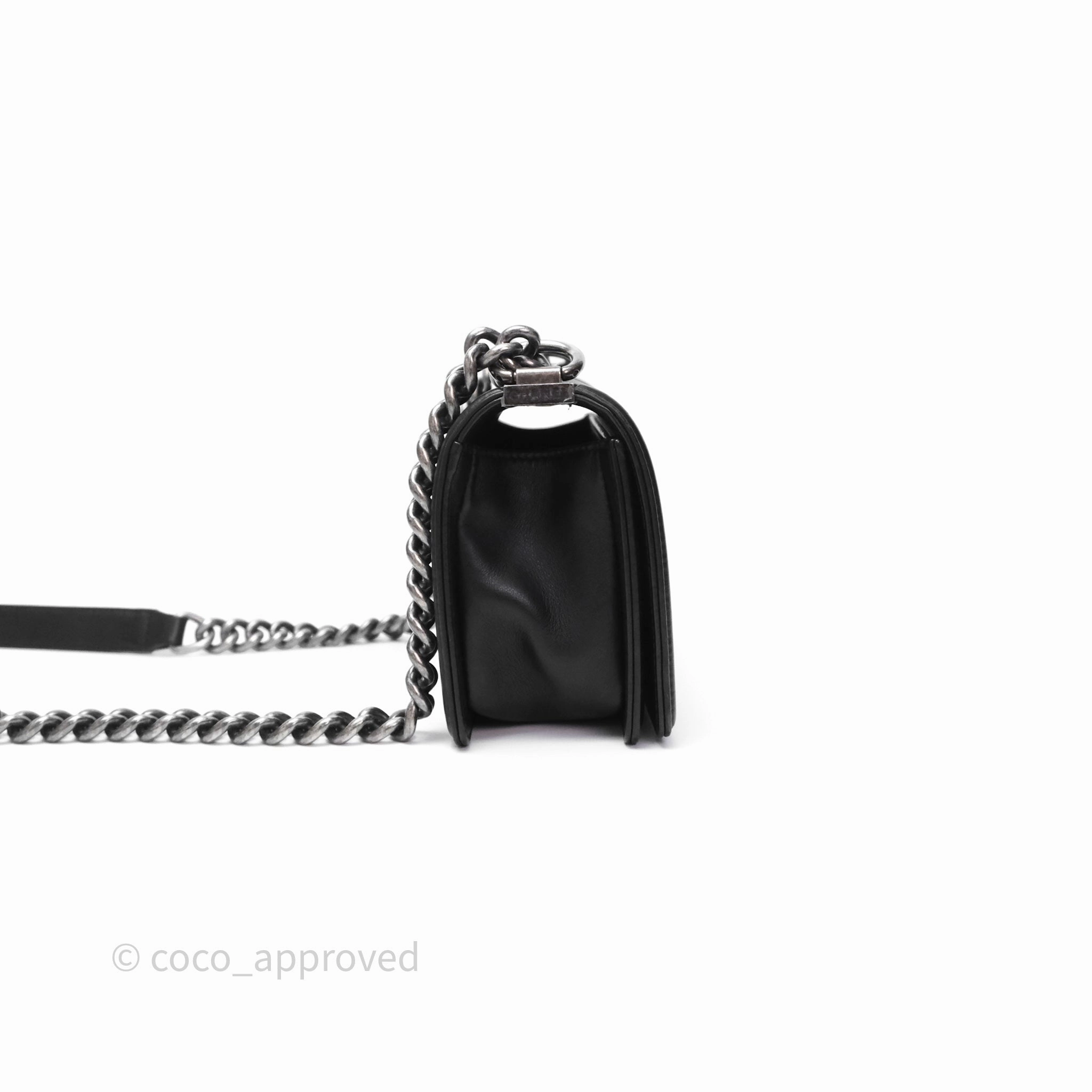 Chanel Small Boy Black Lambskin Ruthenium Hardware