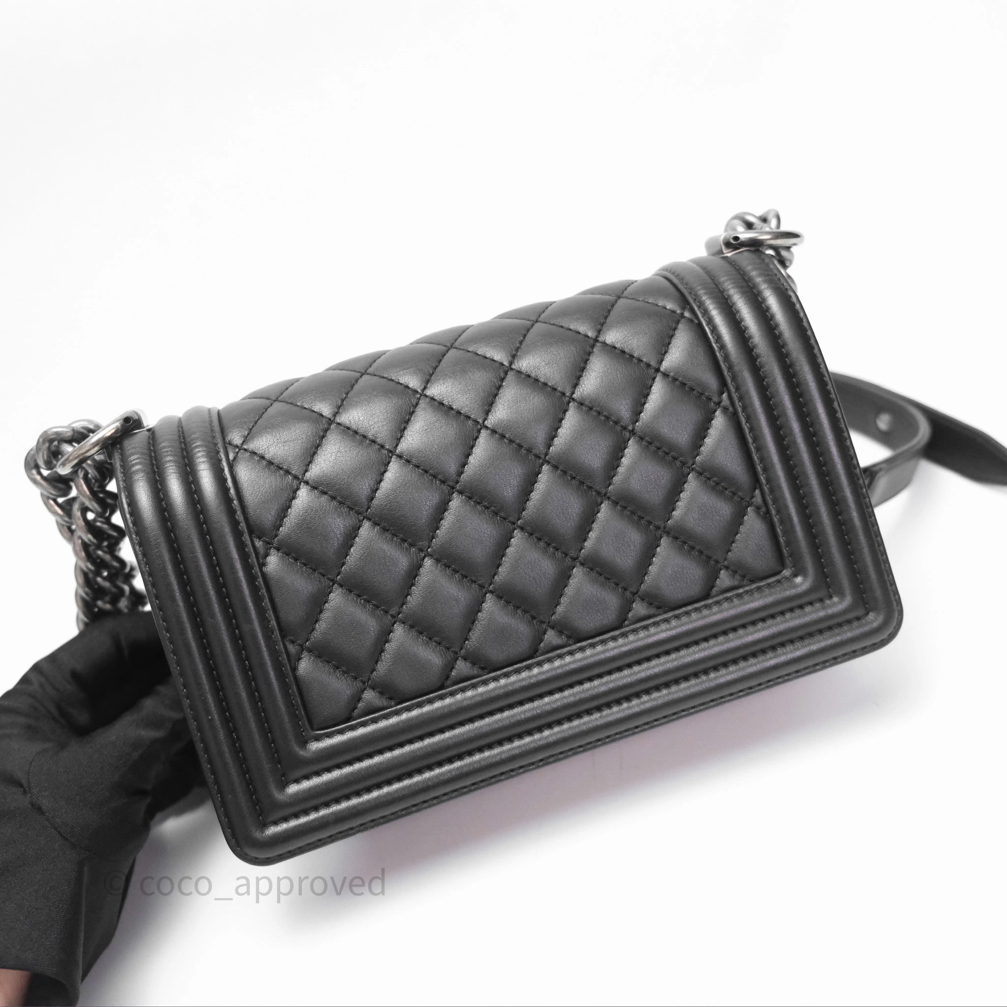 Chanel Small Boy Black Lambskin Ruthenium Hardware