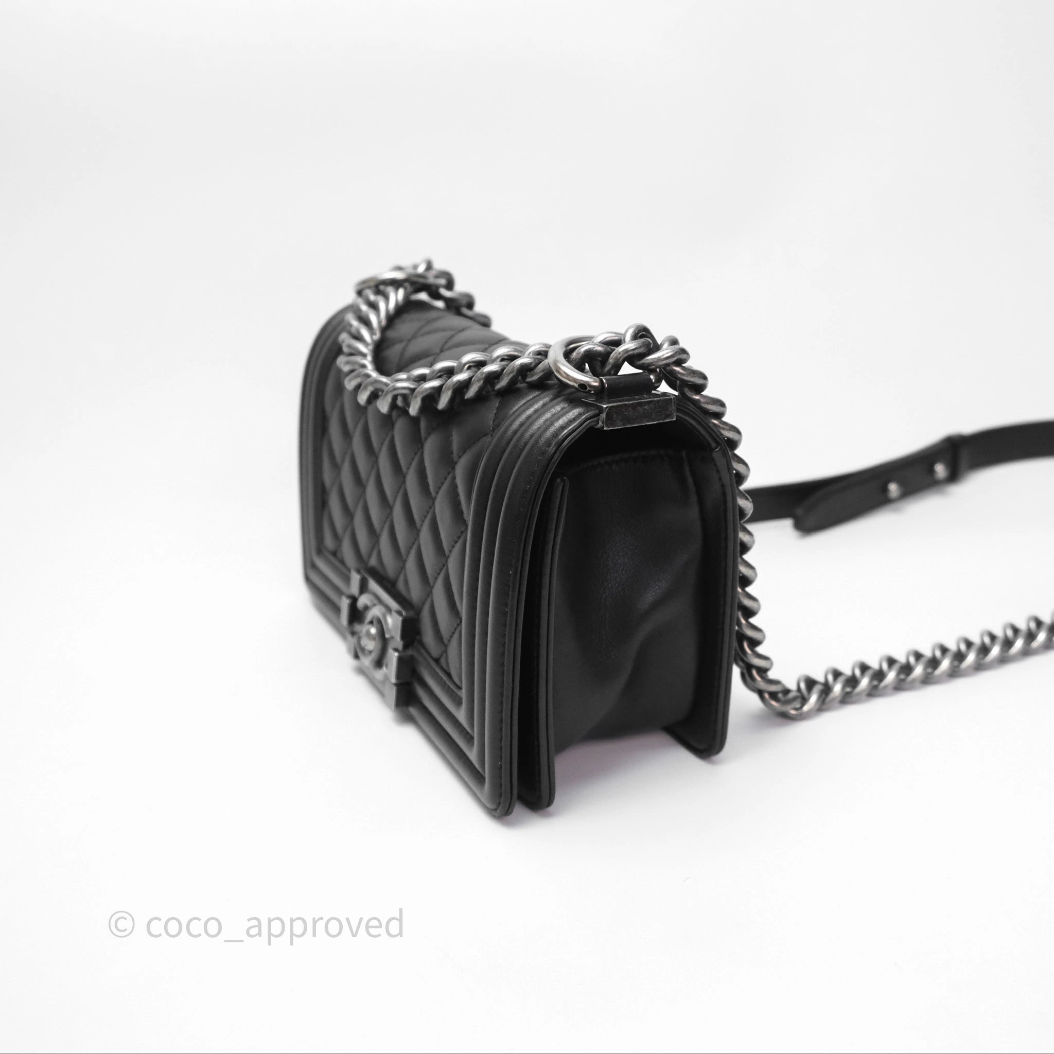 Chanel Small Boy Black Lambskin Ruthenium Hardware