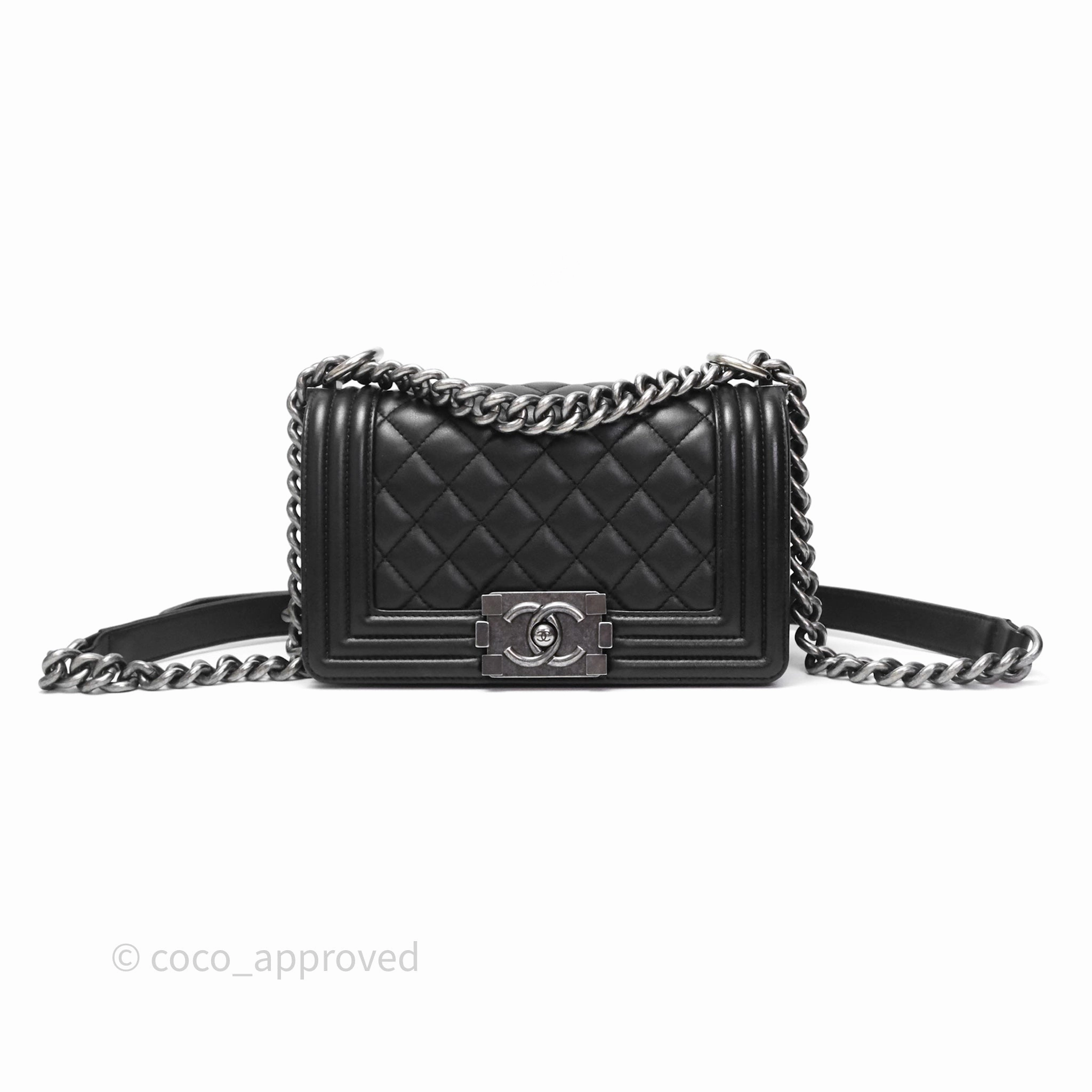 Chanel Small Boy Black Lambskin Ruthenium Hardware