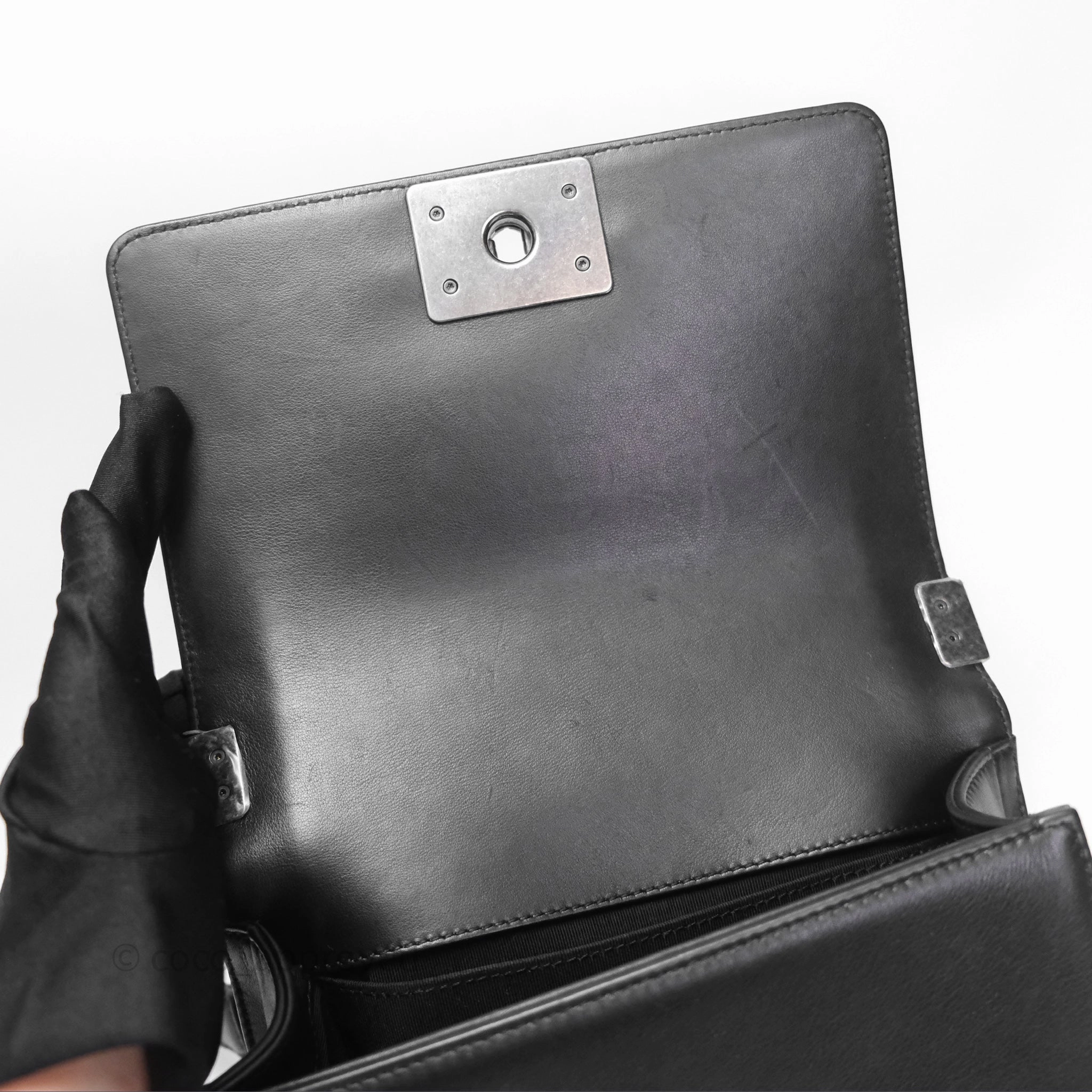 Chanel Small Boy Black Lambskin Ruthenium Hardware