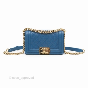 Chanel Small Boy Blue Caviar Gold Hardware