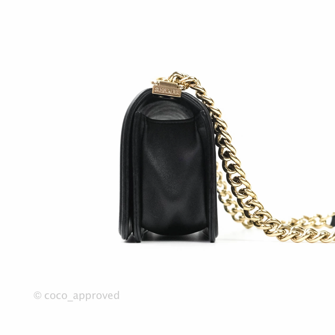 Chanel Small Boy Chevron Black Lambskin Gold Hardware