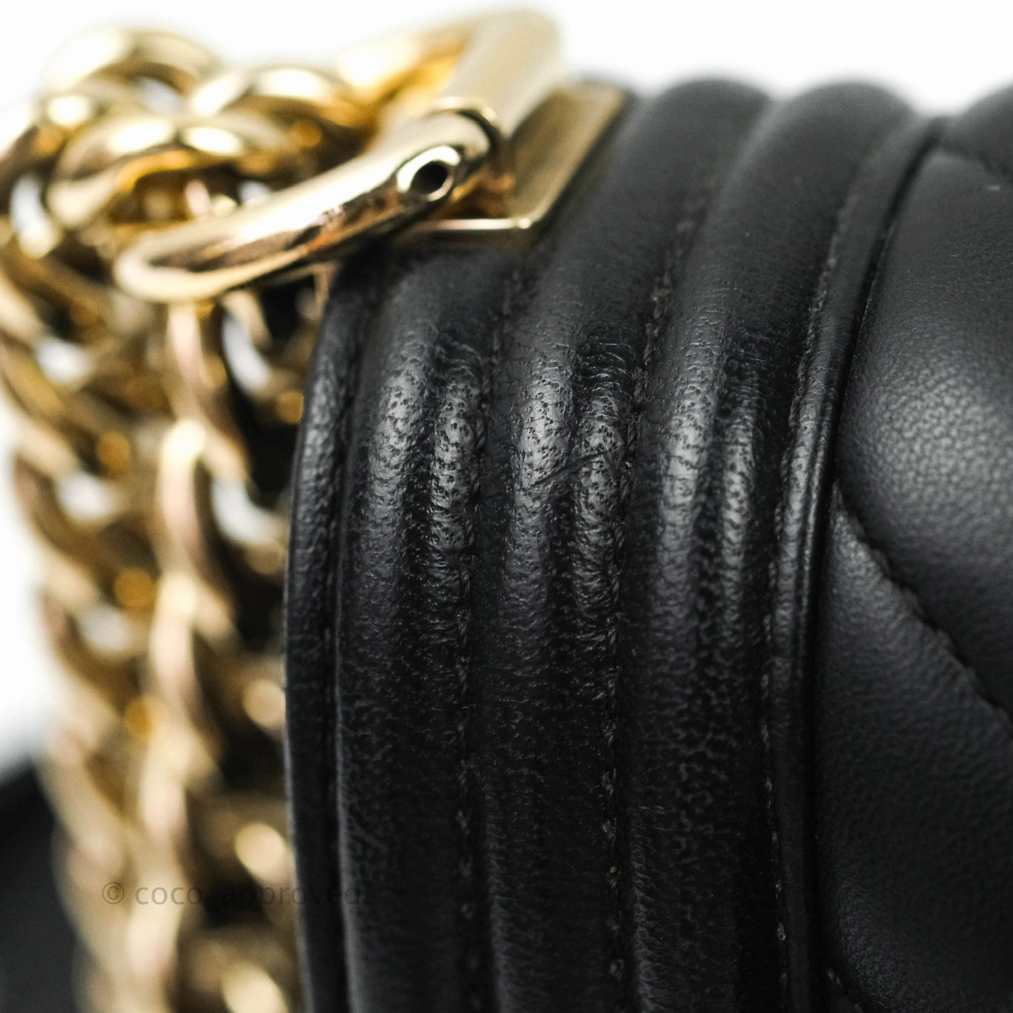 Chanel Small Boy Chevron Black Lambskin Gold Hardware