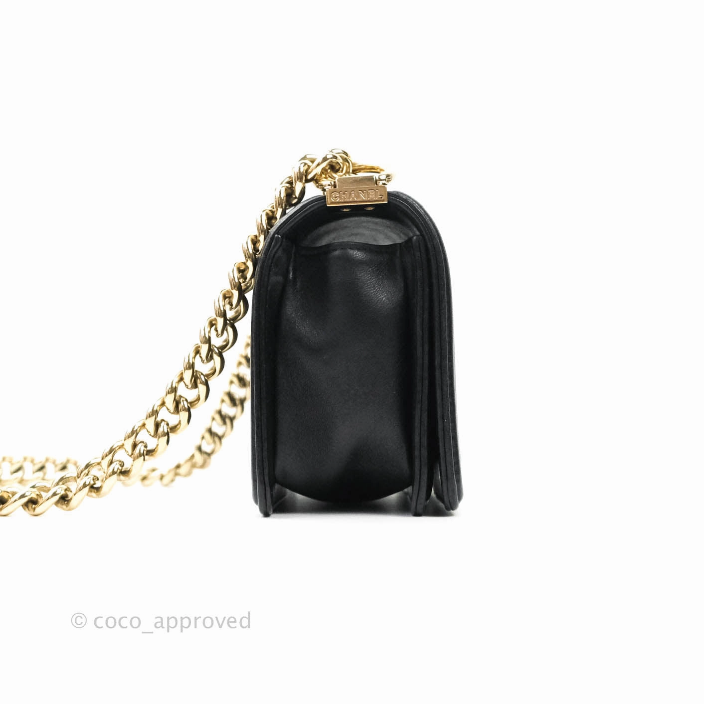 Chanel Small Boy Chevron Black Lambskin Gold Hardware