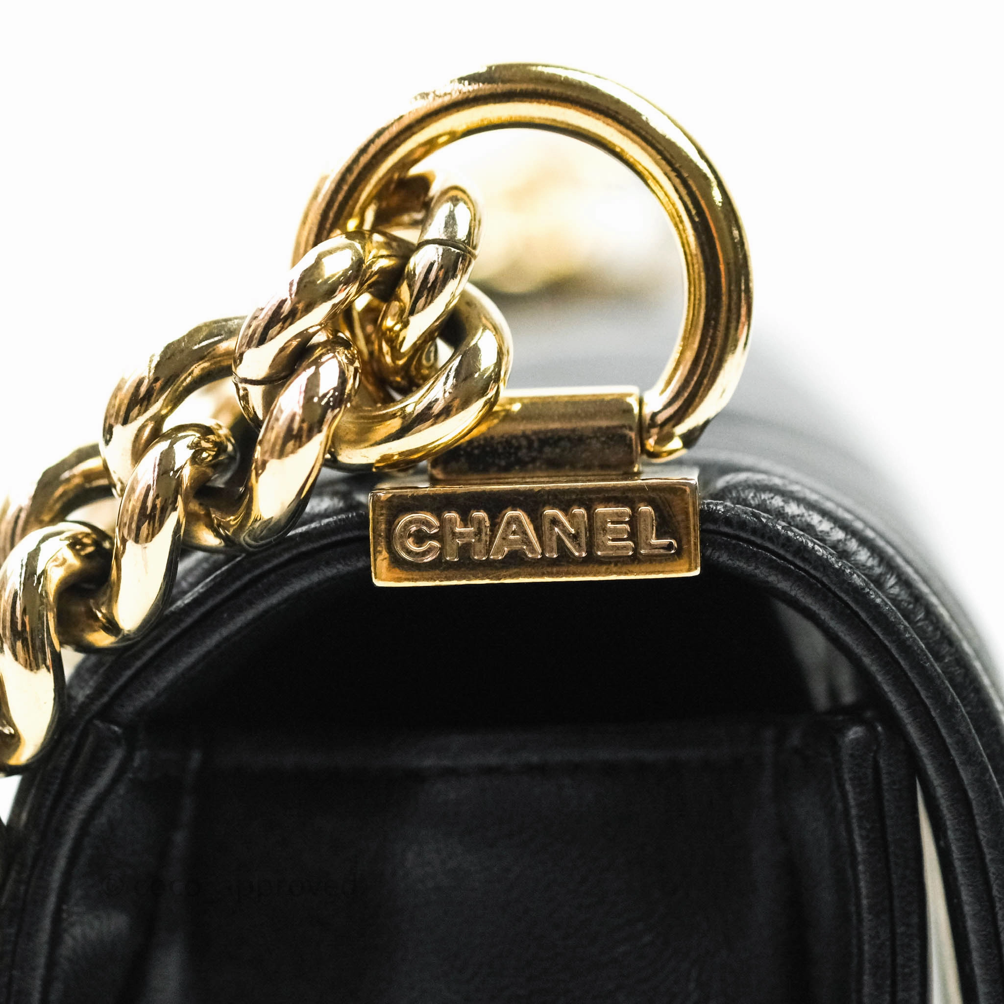 Chanel Small Boy Chevron Black Lambskin Gold Hardware