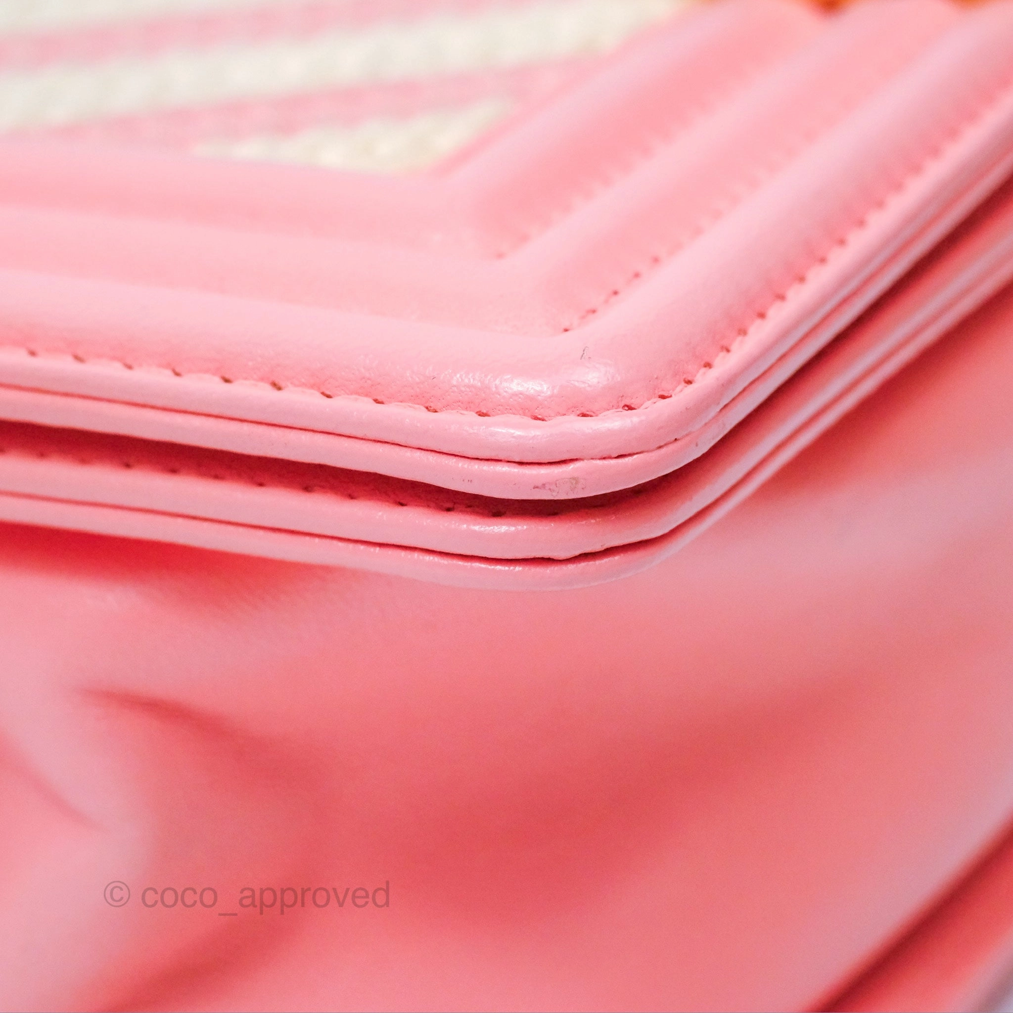 Chanel Small Boy Chevron Fabric Braided Pink Aged Gold Hardware