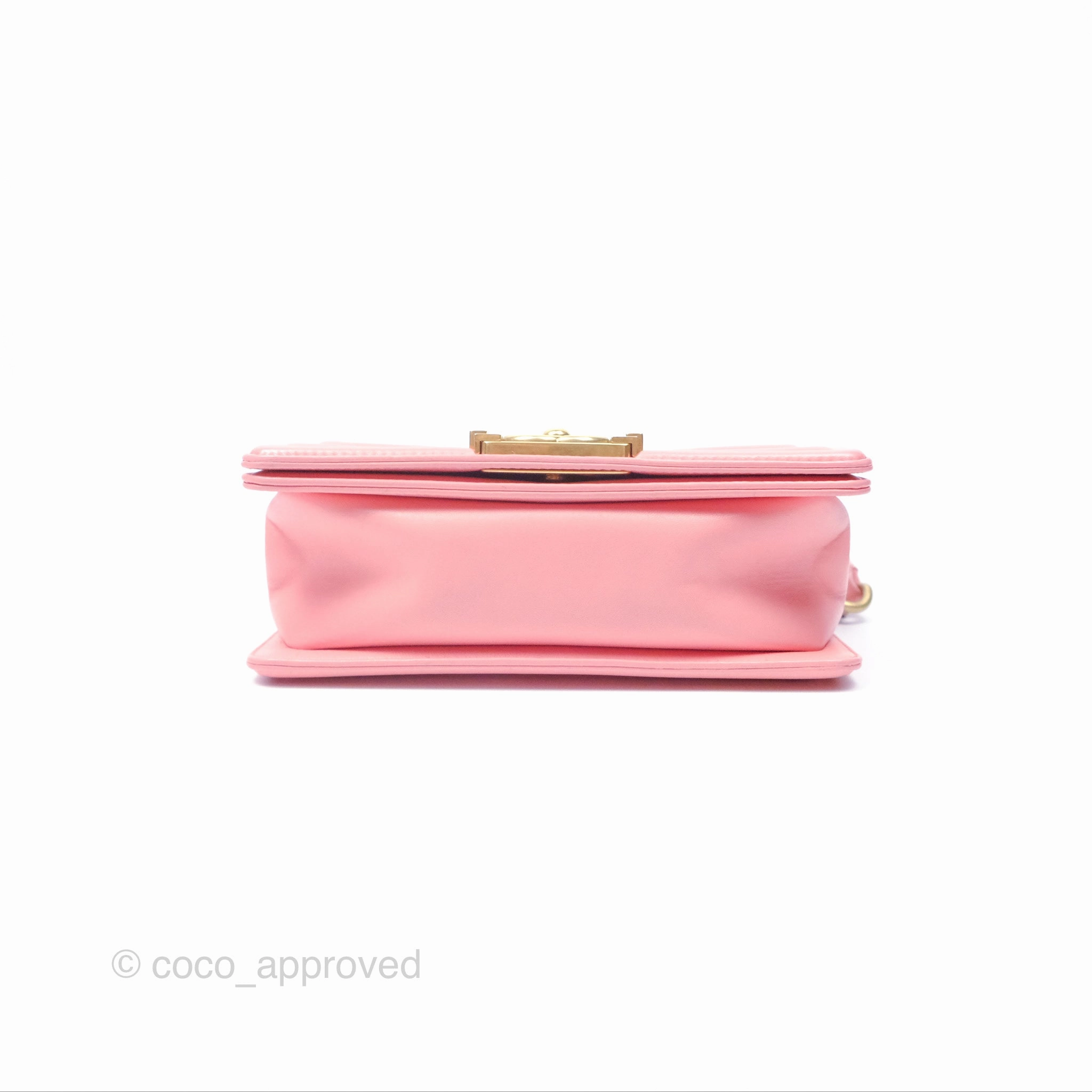 Chanel Small Boy Chevron Fabric Braided Pink Aged Gold Hardware