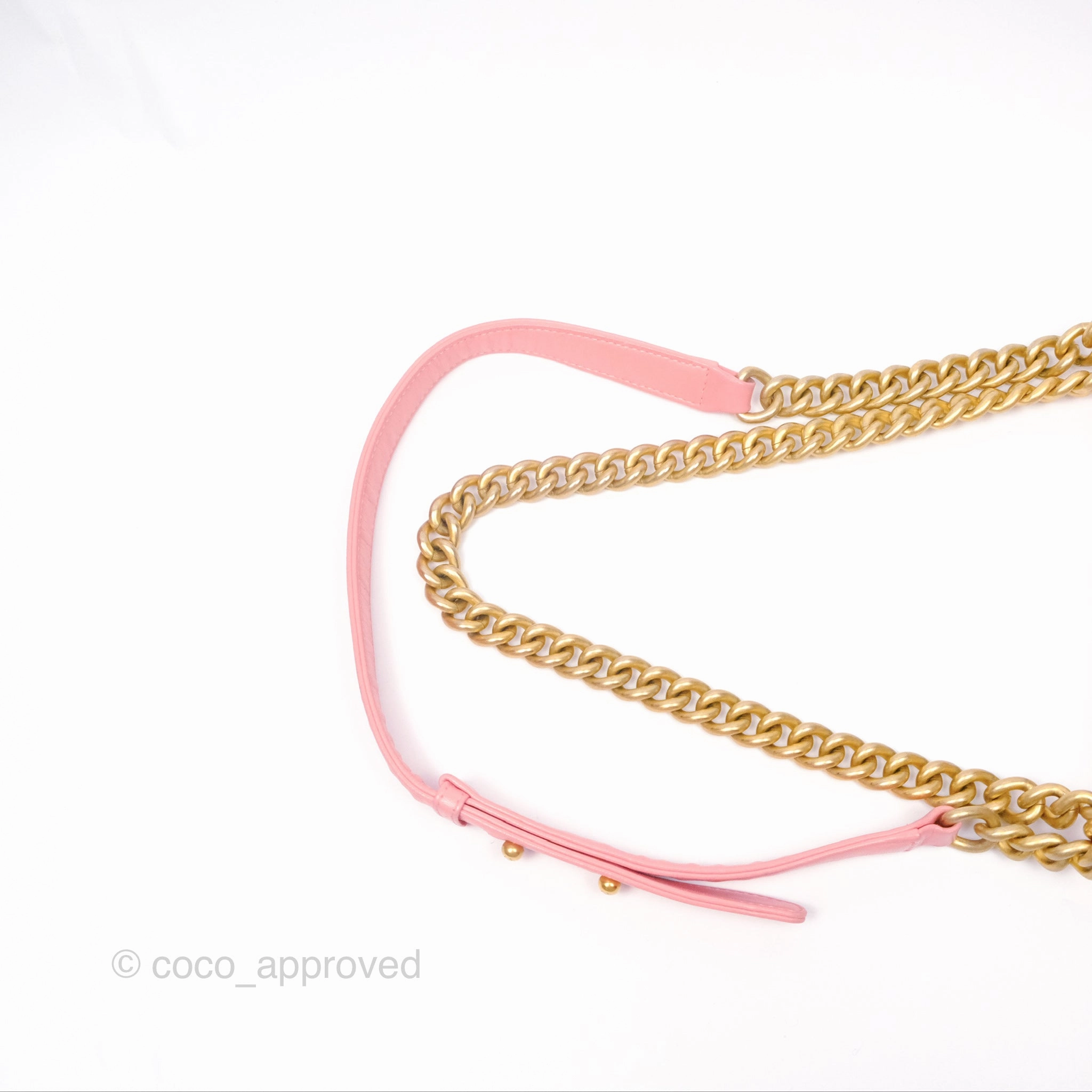 Chanel Small Boy Chevron Fabric Braided Pink Aged Gold Hardware