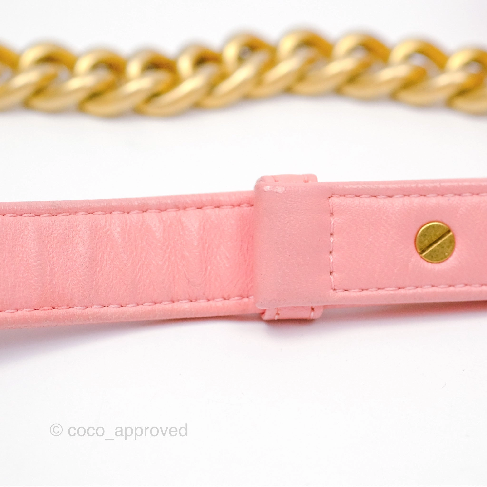 Chanel Small Boy Chevron Fabric Braided Pink Aged Gold Hardware
