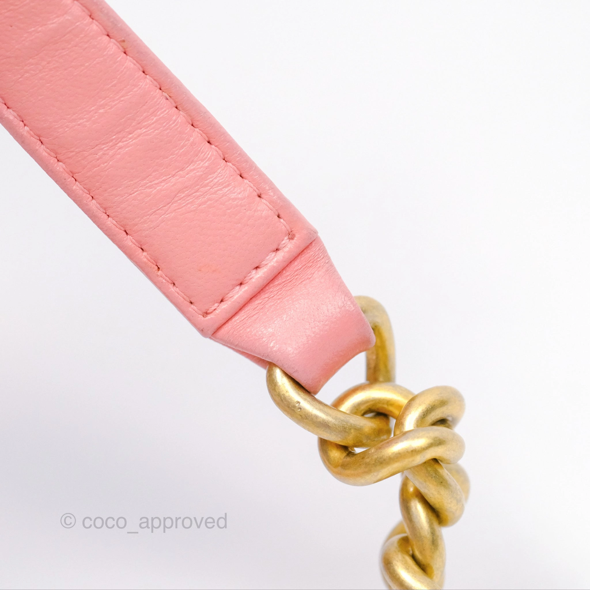 Chanel Small Boy Chevron Fabric Braided Pink Aged Gold Hardware