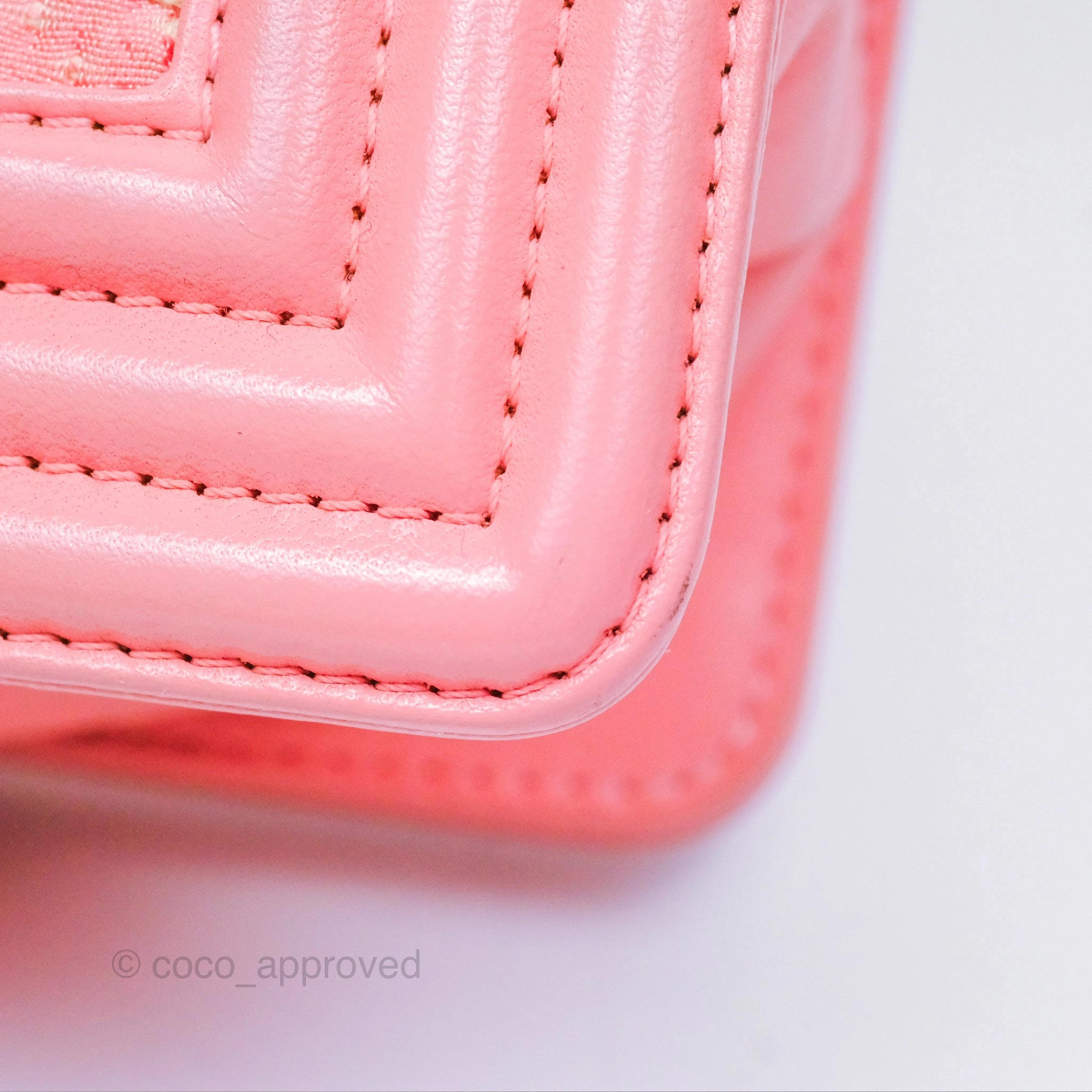 Chanel Small Boy Chevron Fabric Braided Pink Aged Gold Hardware