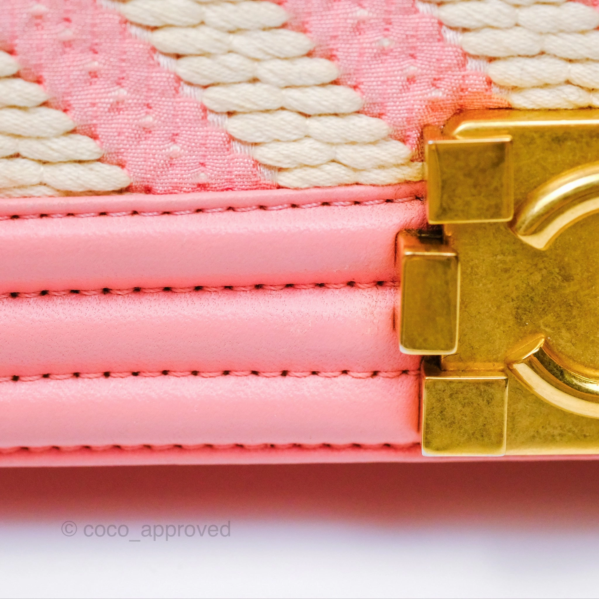 Chanel Small Boy Chevron Fabric Braided Pink Aged Gold Hardware