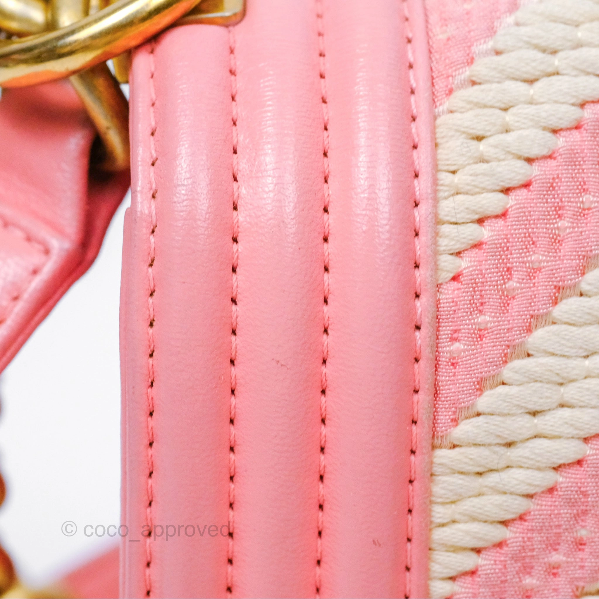 Chanel Small Boy Chevron Fabric Braided Pink Aged Gold Hardware