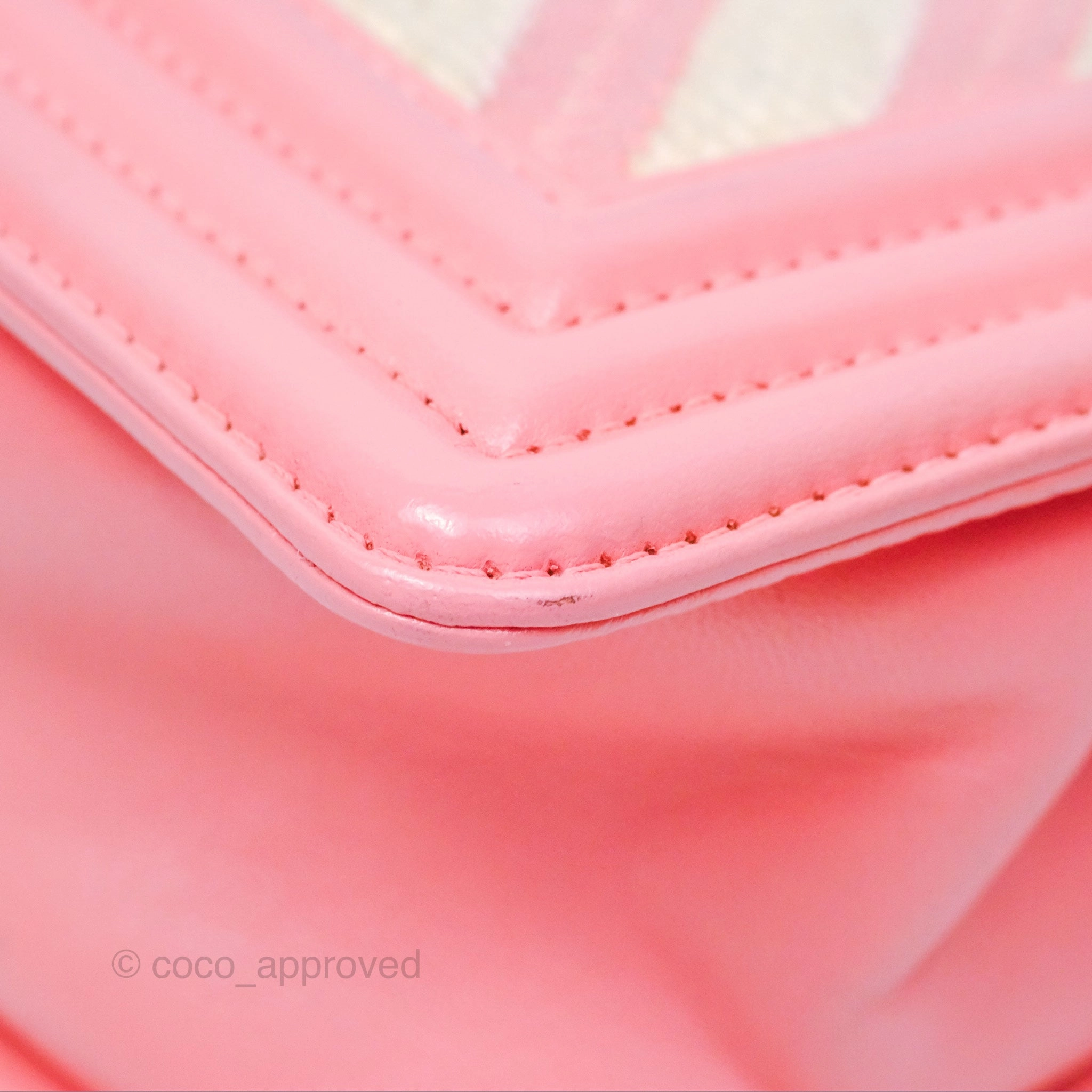Chanel Small Boy Chevron Fabric Braided Pink Aged Gold Hardware