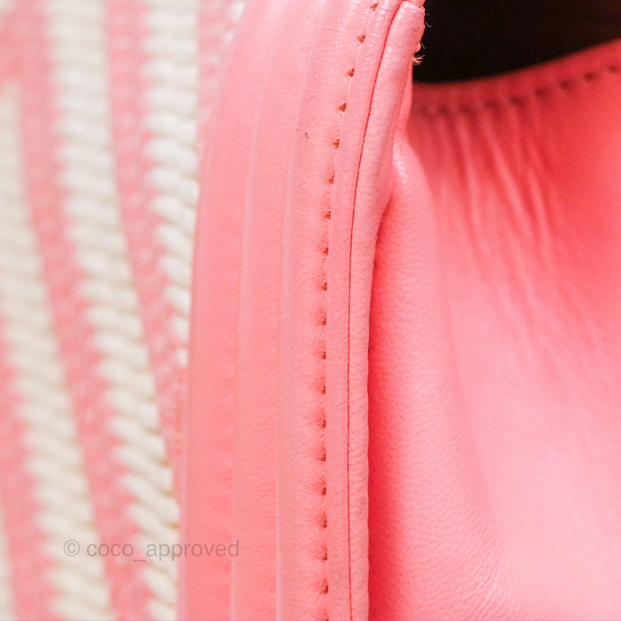 Chanel Small Boy Chevron Fabric Braided Pink Aged Gold Hardware