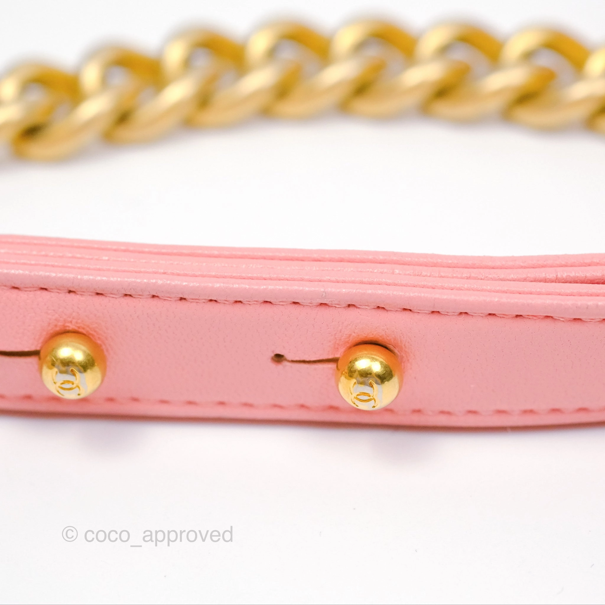 Chanel Small Boy Chevron Fabric Braided Pink Aged Gold Hardware