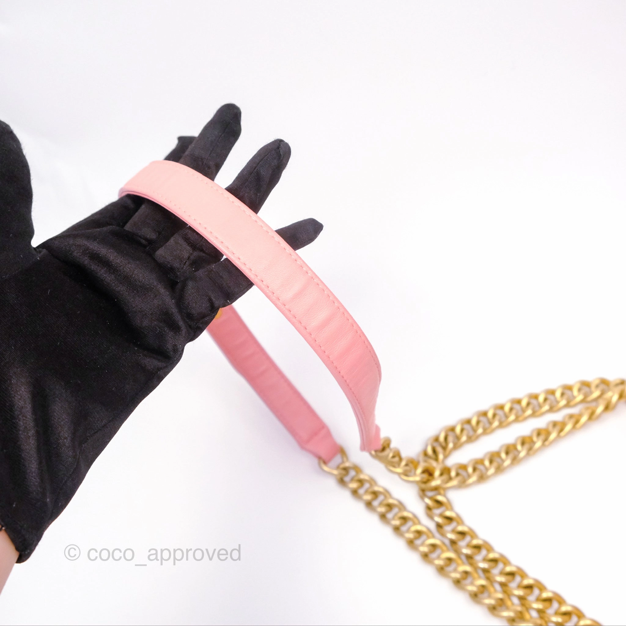 Chanel Small Boy Chevron Fabric Braided Pink Aged Gold Hardware