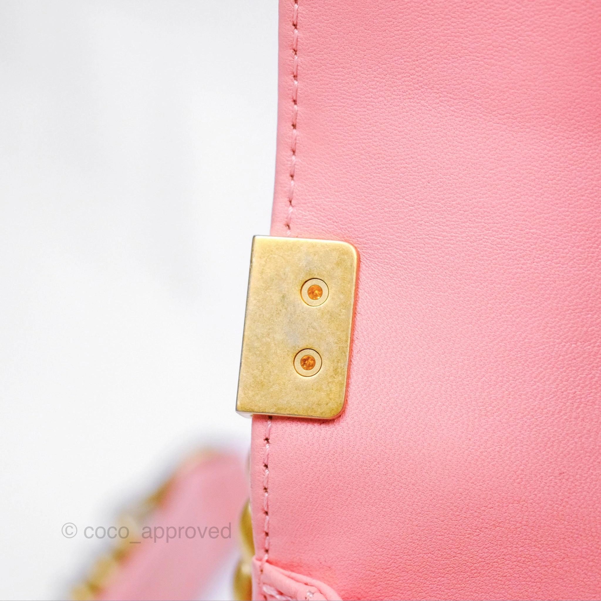 Chanel Small Boy Chevron Fabric Braided Pink Aged Gold Hardware