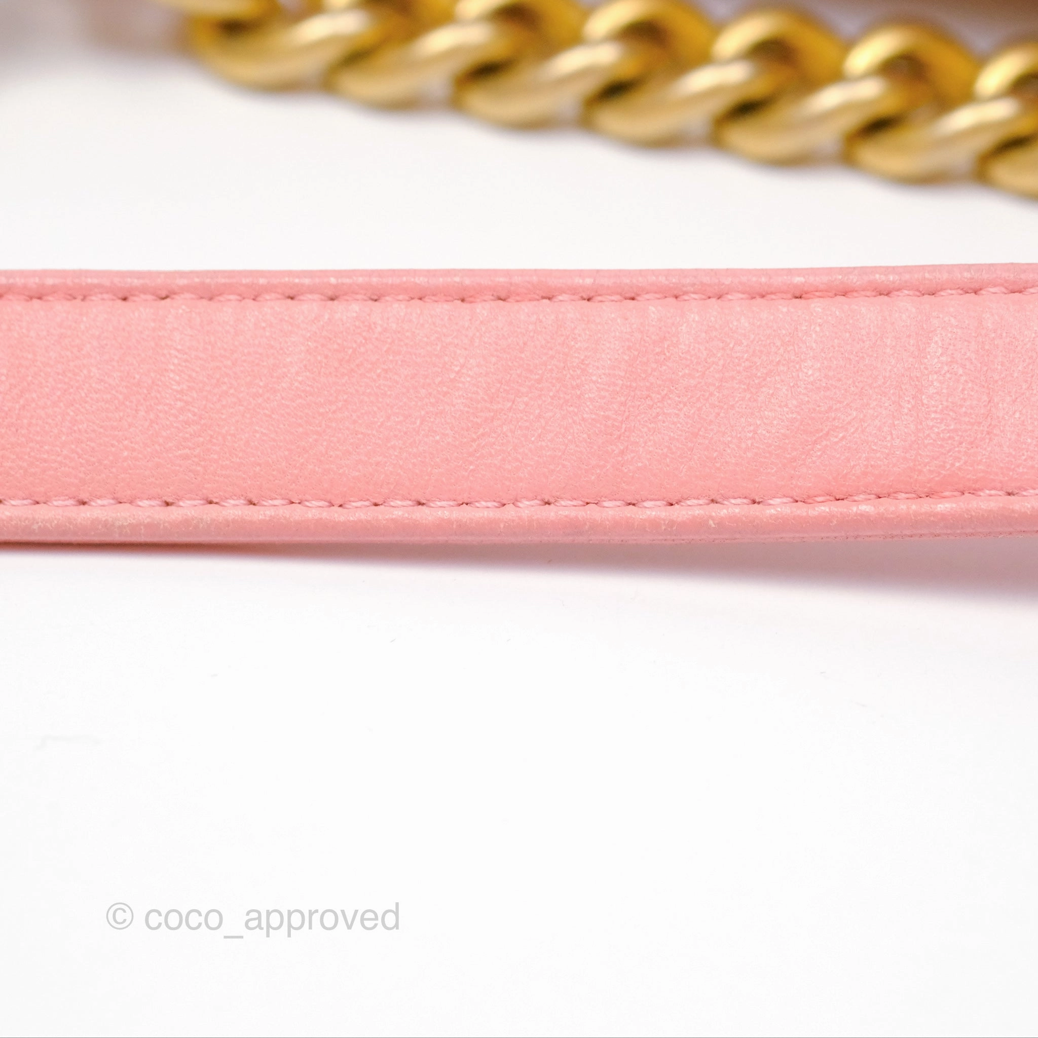 Chanel Small Boy Chevron Fabric Braided Pink Aged Gold Hardware