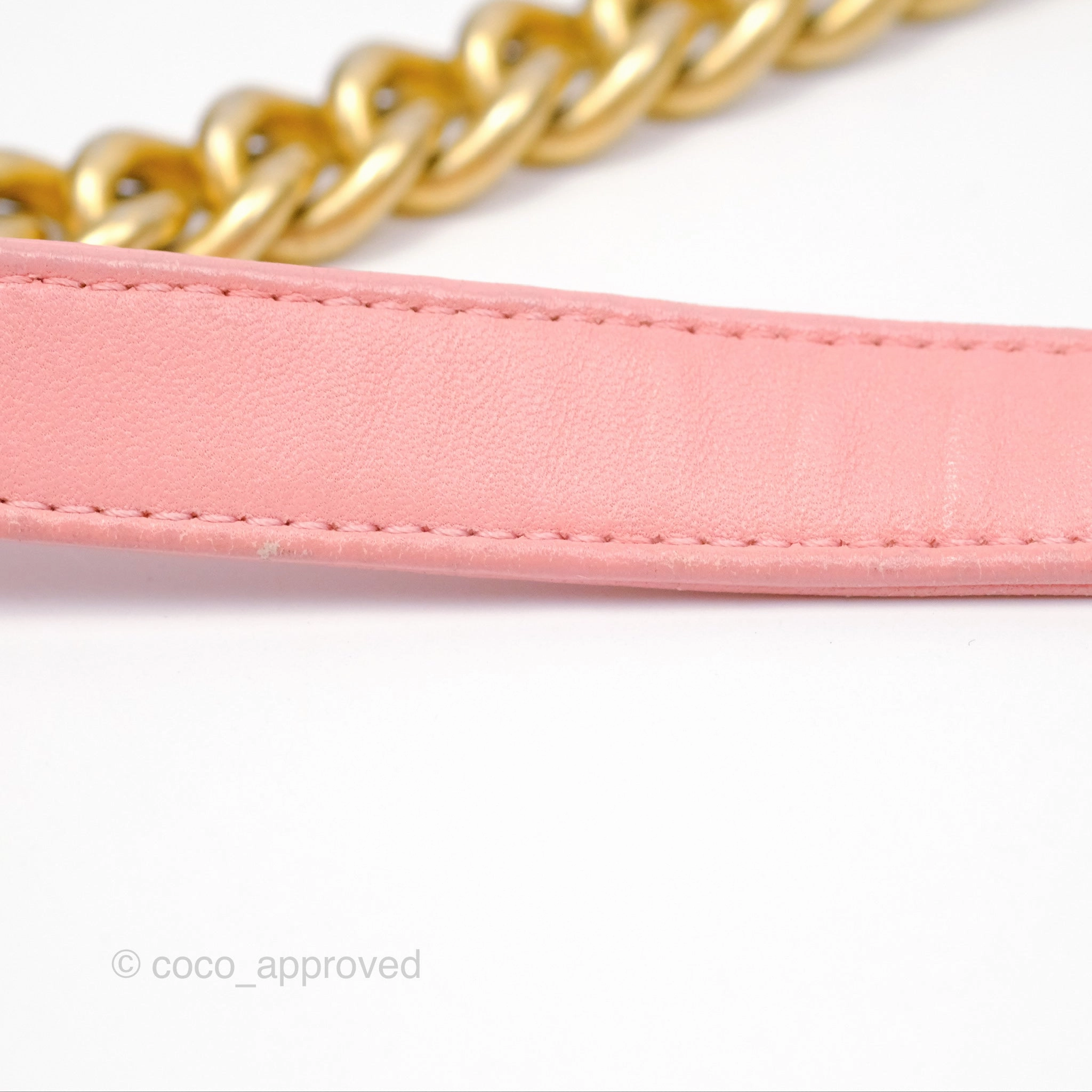 Chanel Small Boy Chevron Fabric Braided Pink Aged Gold Hardware