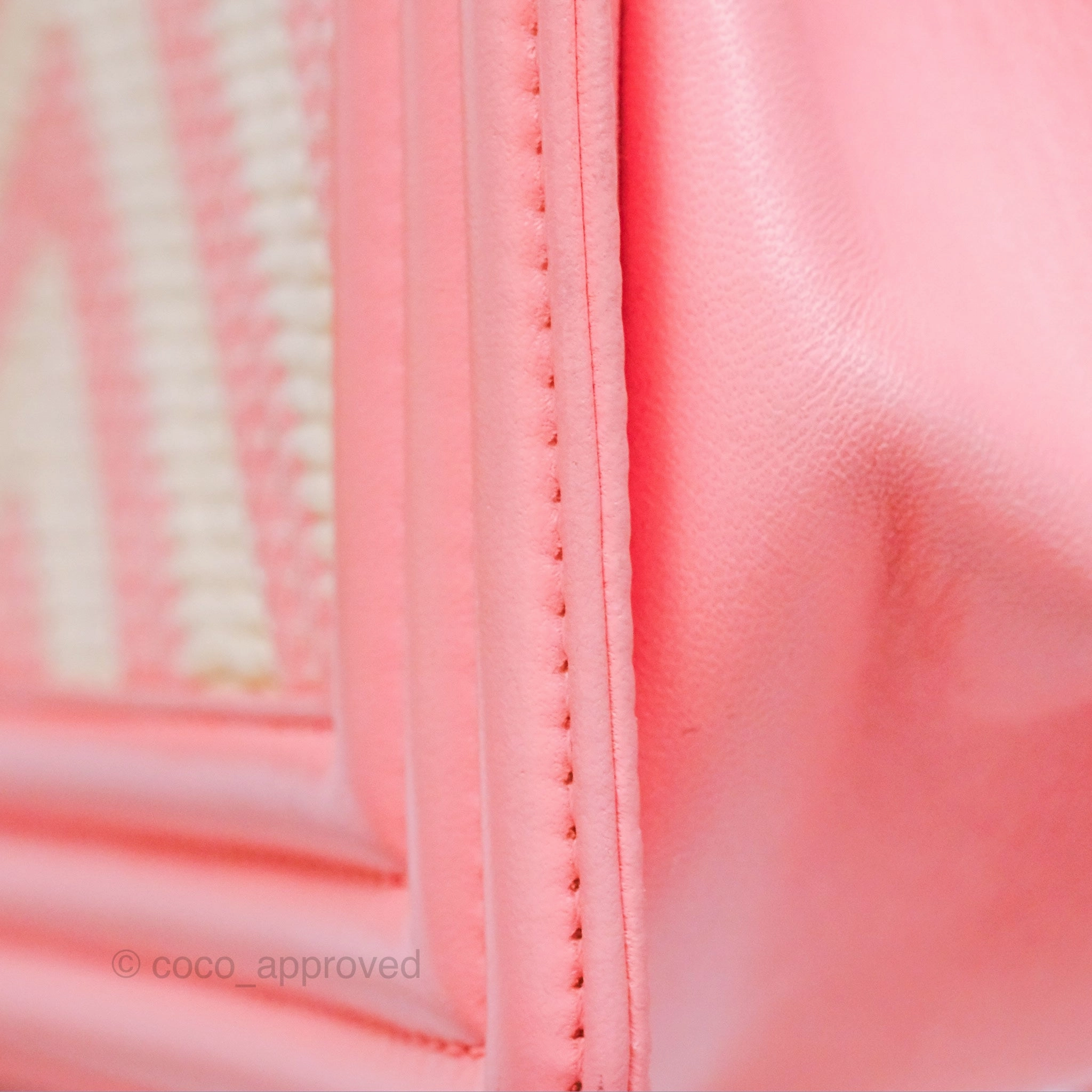 Chanel Small Boy Chevron Fabric Braided Pink Aged Gold Hardware