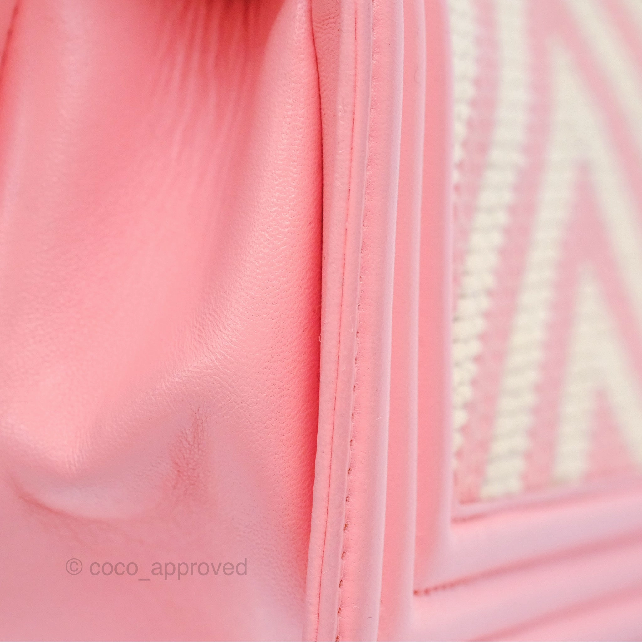 Chanel Small Boy Chevron Fabric Braided Pink Aged Gold Hardware