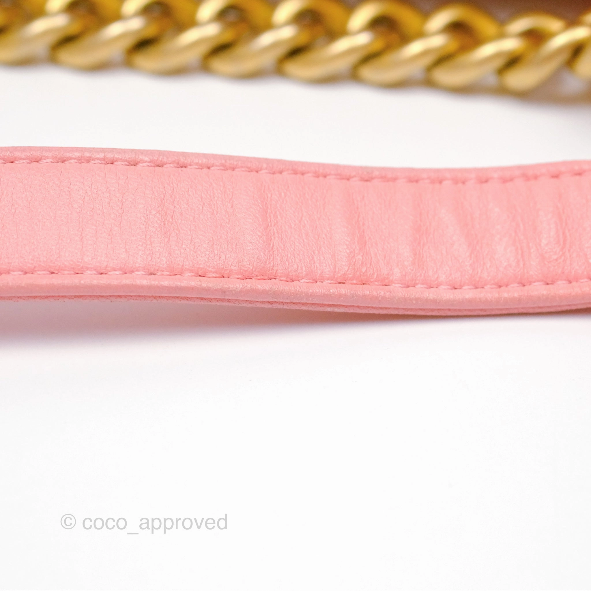 Chanel Small Boy Chevron Fabric Braided Pink Aged Gold Hardware