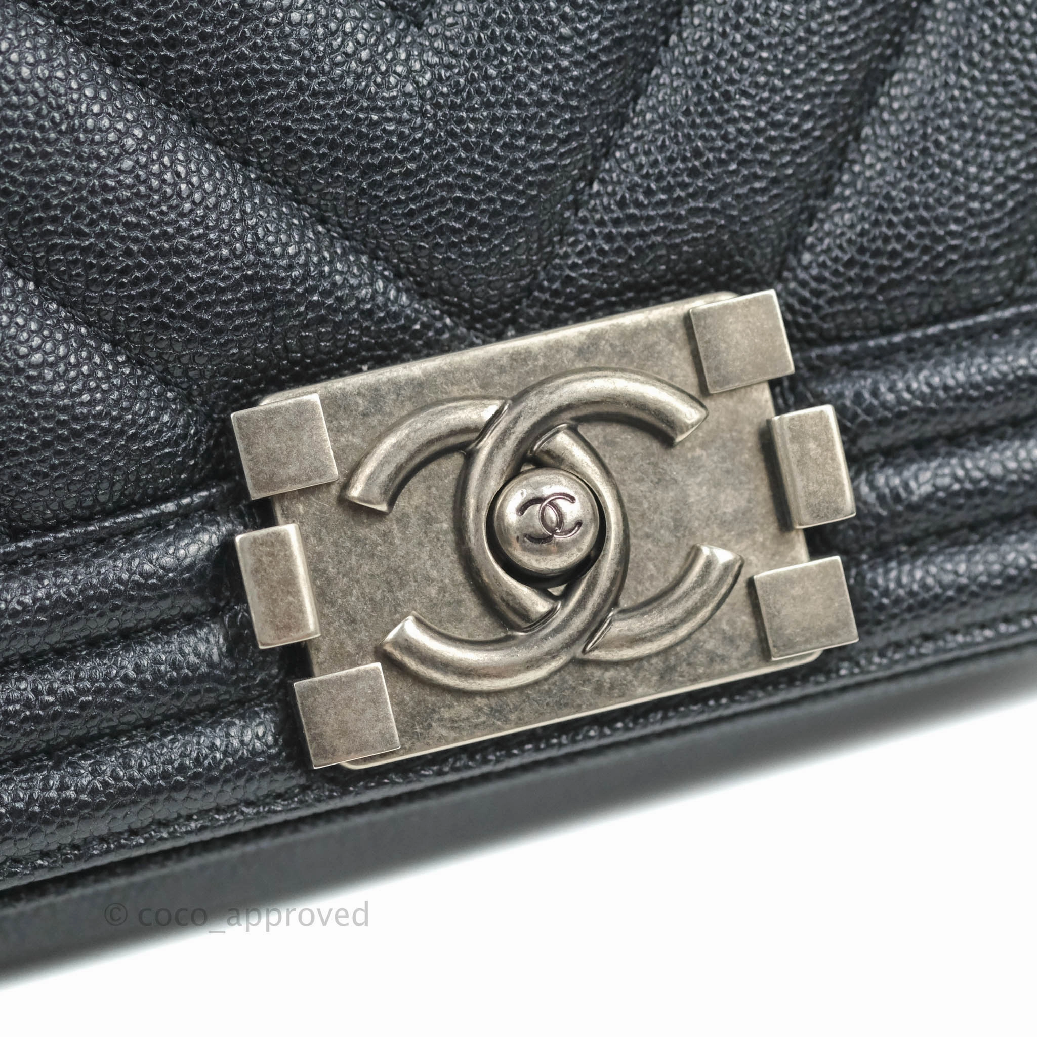 Chanel Small Boy Chevron Very Dark Navy (Looks Black) Caviar Ruthenium Hardware