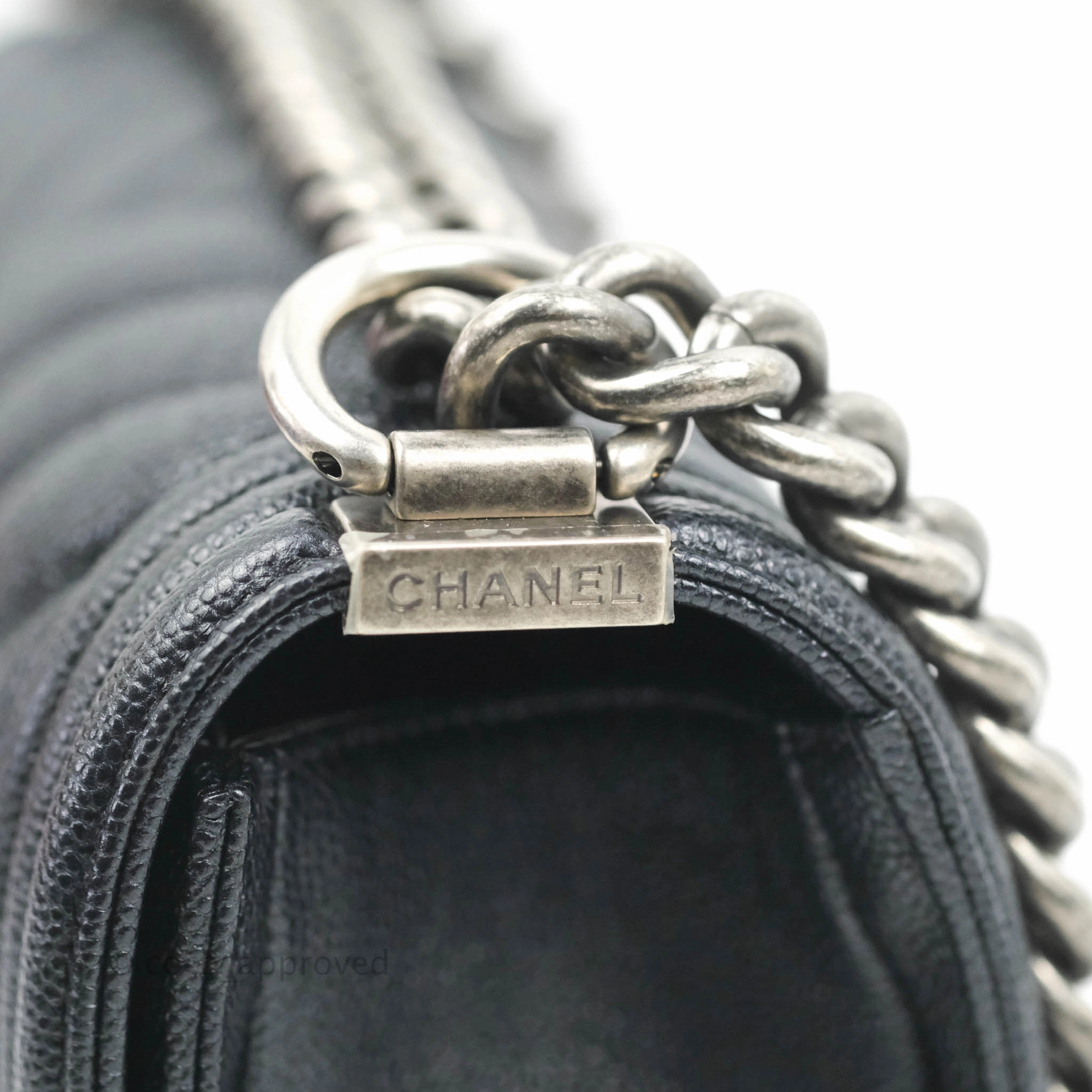 Chanel Small Boy Chevron Very Dark Navy (Looks Black) Caviar Ruthenium Hardware