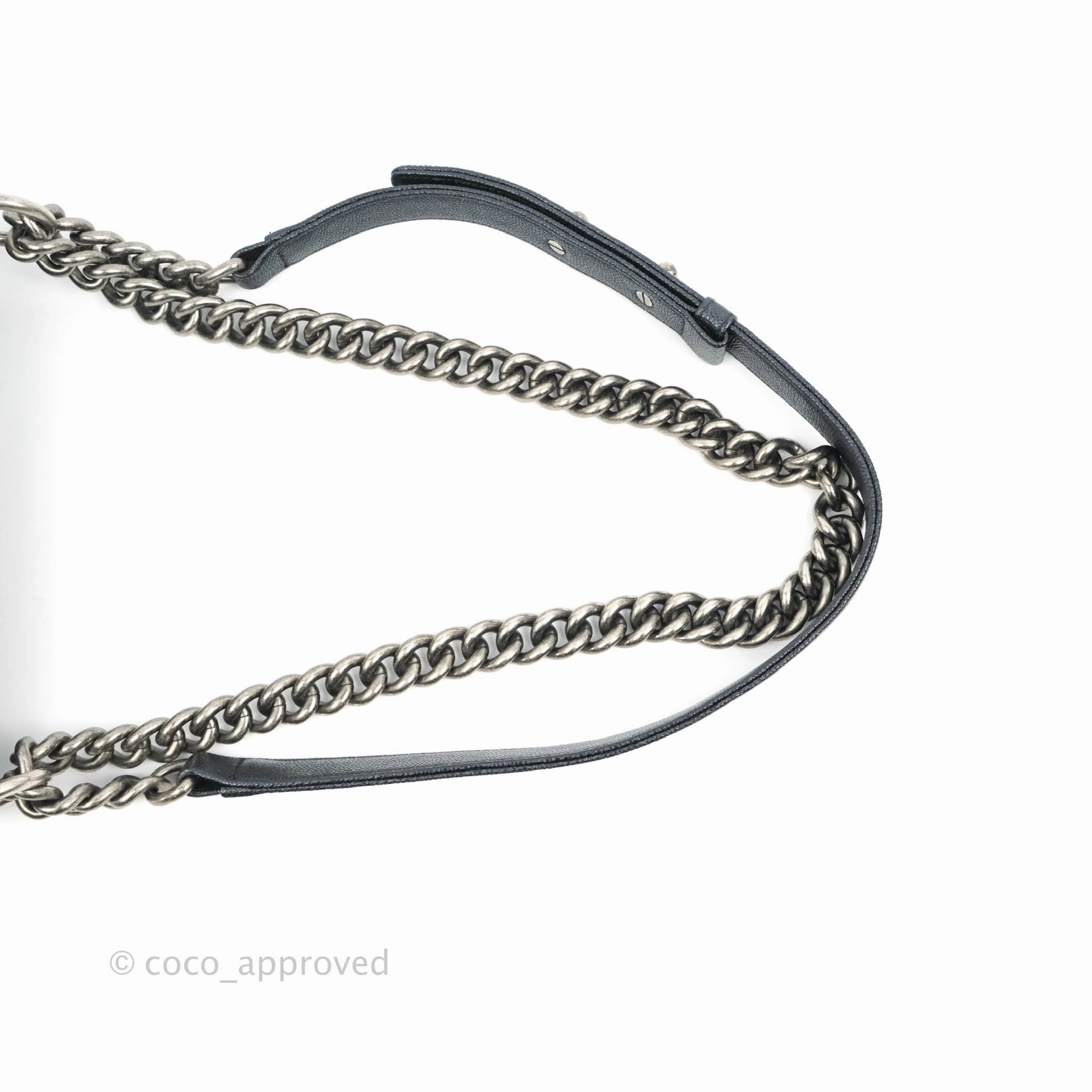Chanel Small Boy Chevron Very Dark Navy (Looks Black) Caviar Ruthenium Hardware