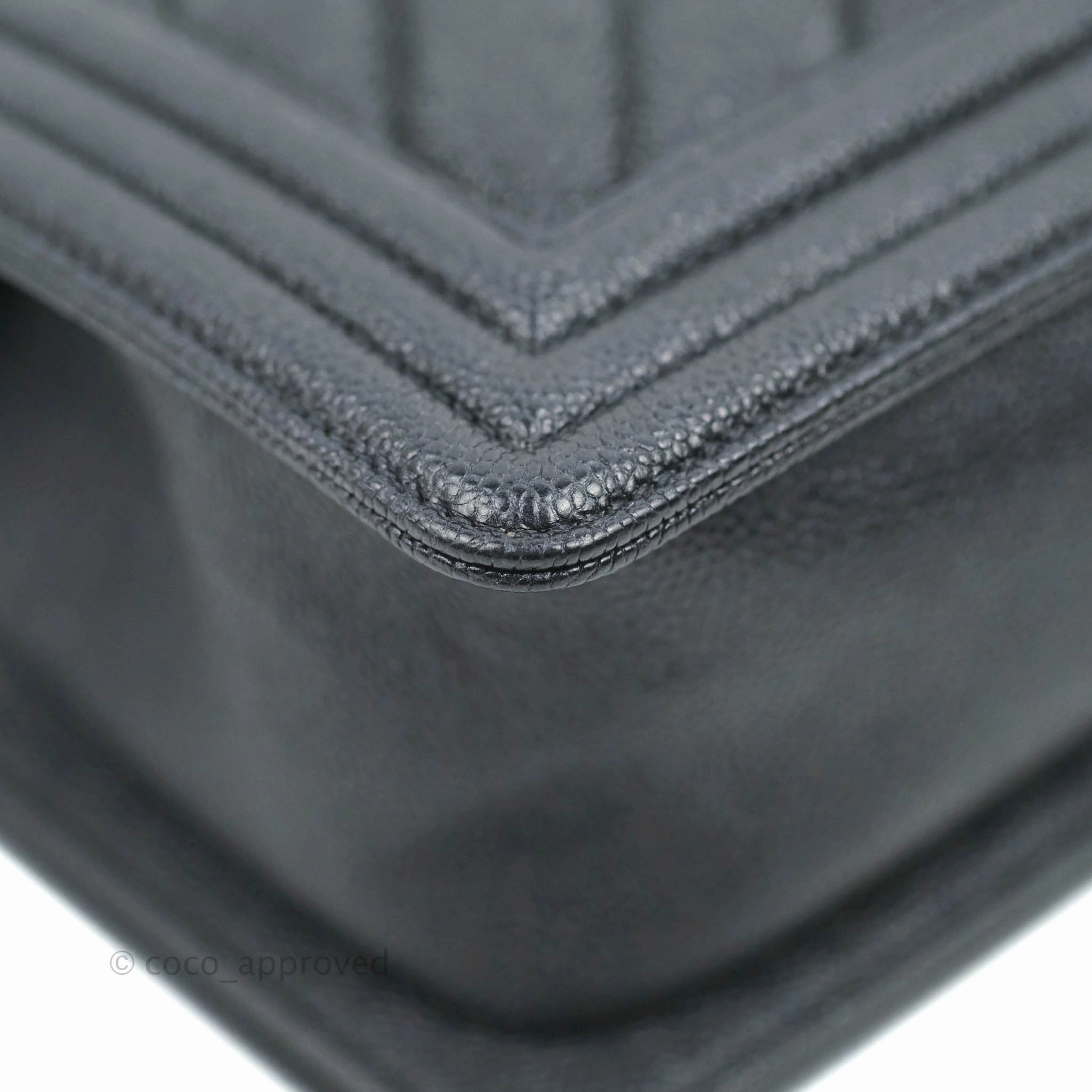 Chanel Small Boy Chevron Very Dark Navy (Looks Black) Caviar Ruthenium Hardware